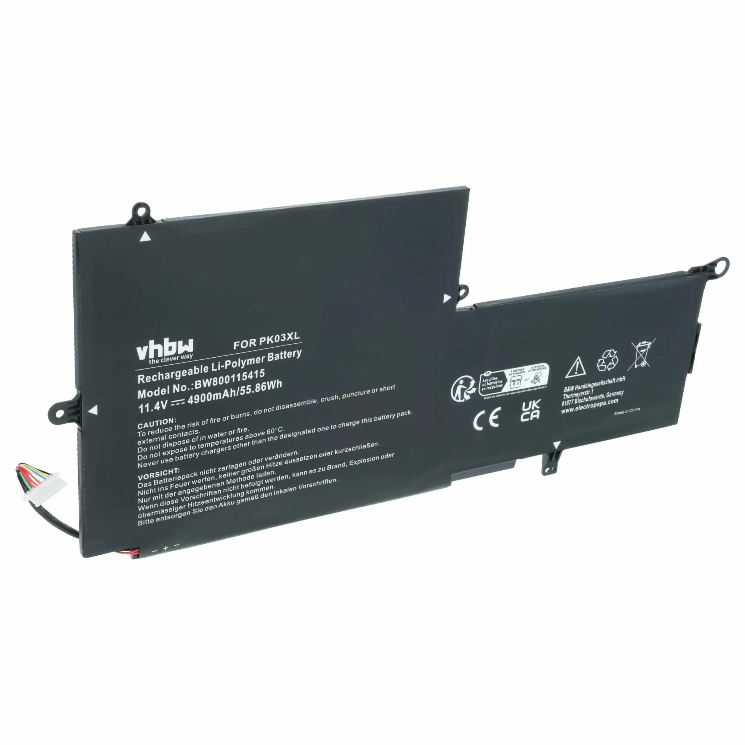 Batterie remplace HP 788237-2C1, 6789116-005 pour ordinateur portable HP- 4900mAh 11,4V Li-polymère, noir