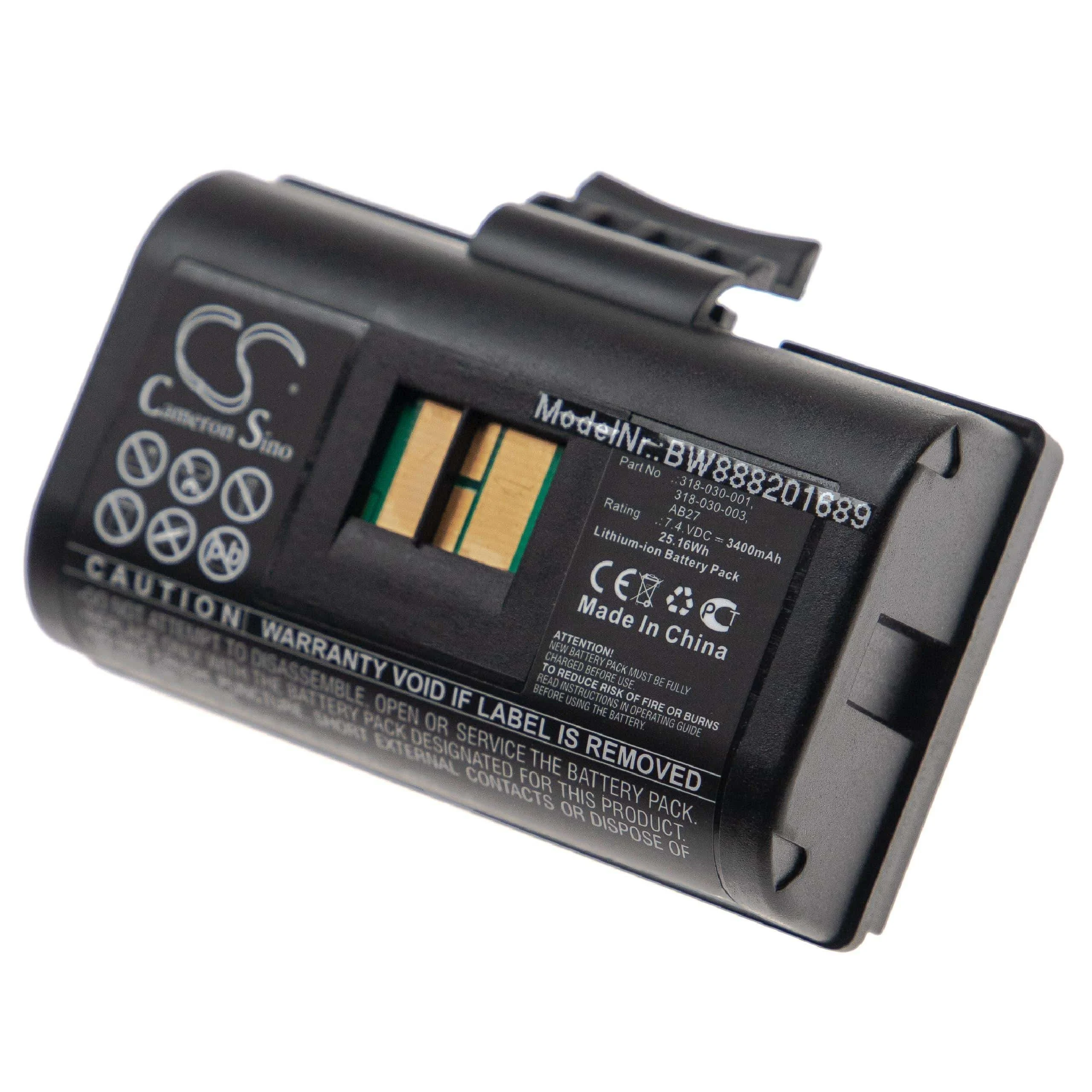 Batterie remplace Intermec 318-030-001, 318-030-003, AB27 pour imprimante Intermec - 3400mAh 7,4V Li-ion