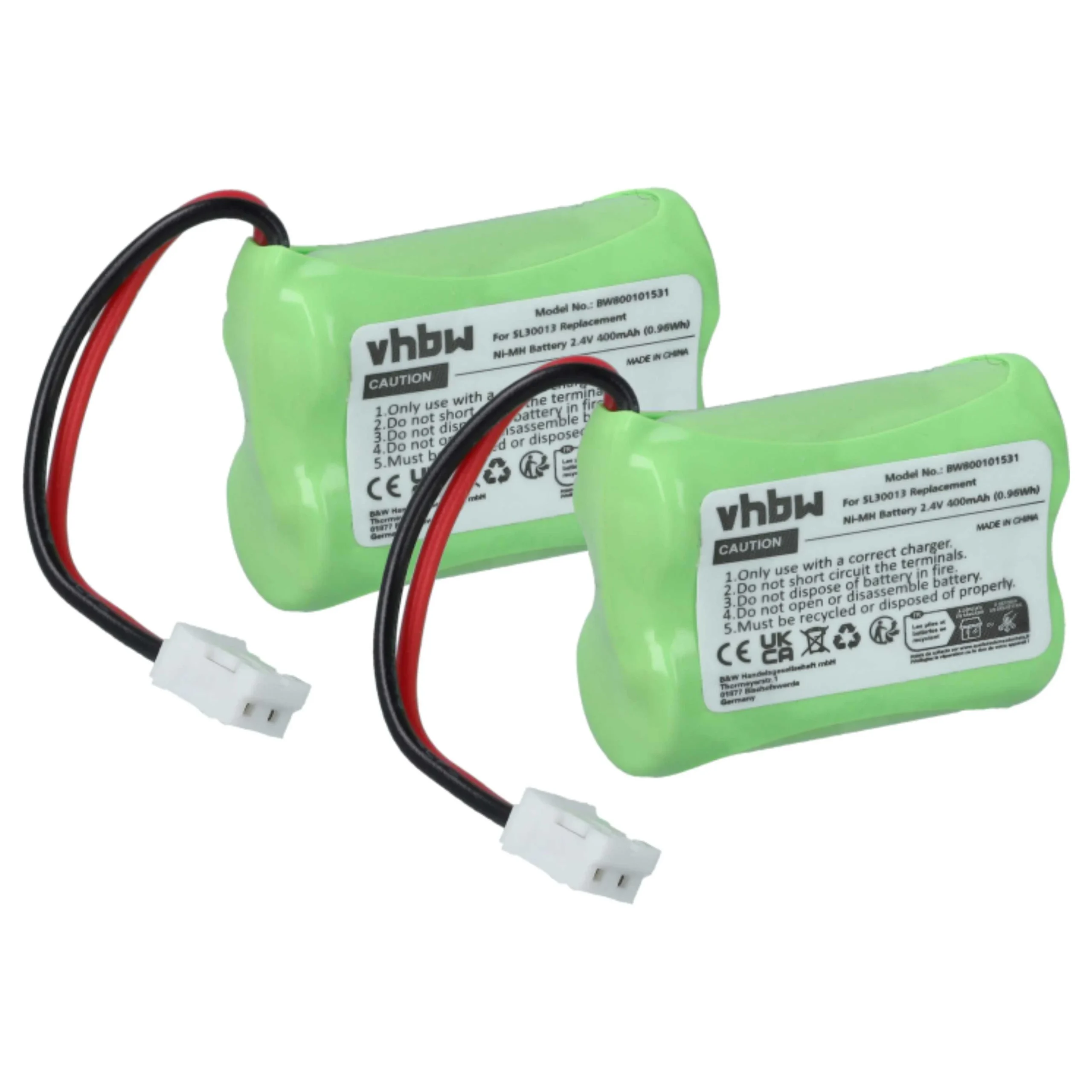 2x Batteries remplace SL30013 pour téléphone Simvalley - 400mAh 2,4V NiMH