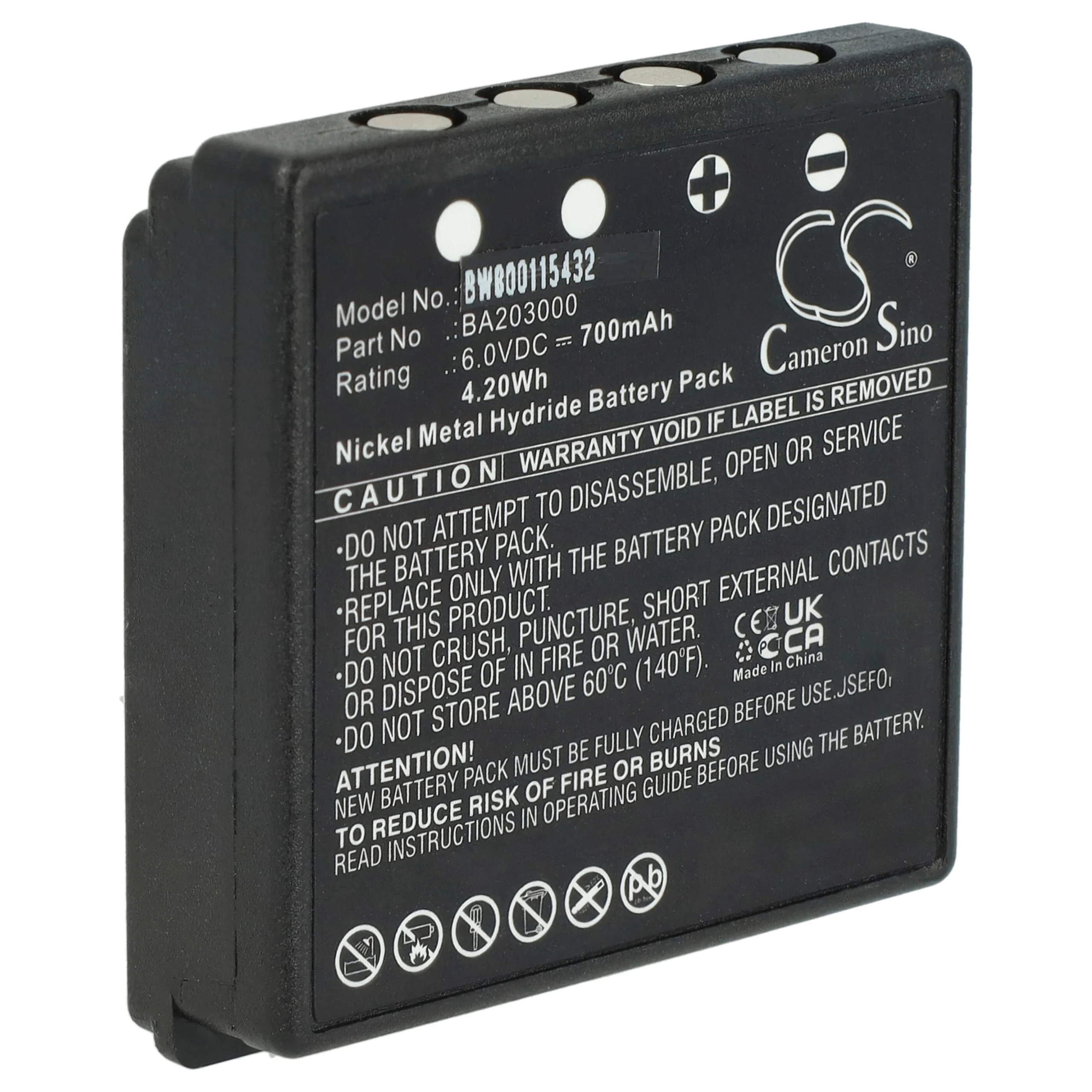 Batterie remplace HBC BA206000, BA209000, BA203000, BA205030, 005-01-00615, BA209001 - 700mAh 6V NiMH