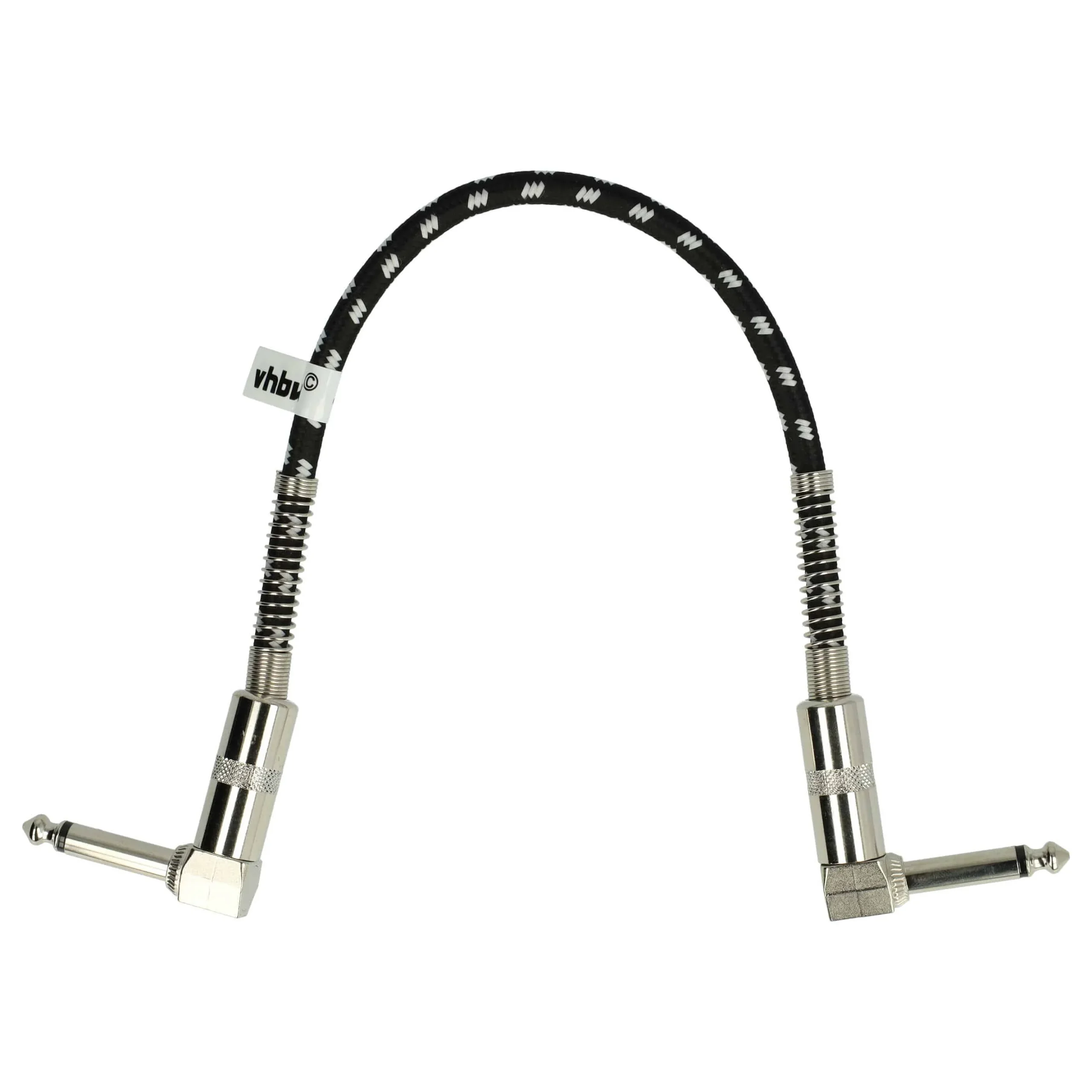 Câble de patch avec prise 6,35 mm pour pédale d'effet - Câble de guitare, 30 cm, tressé, blanc / argenté