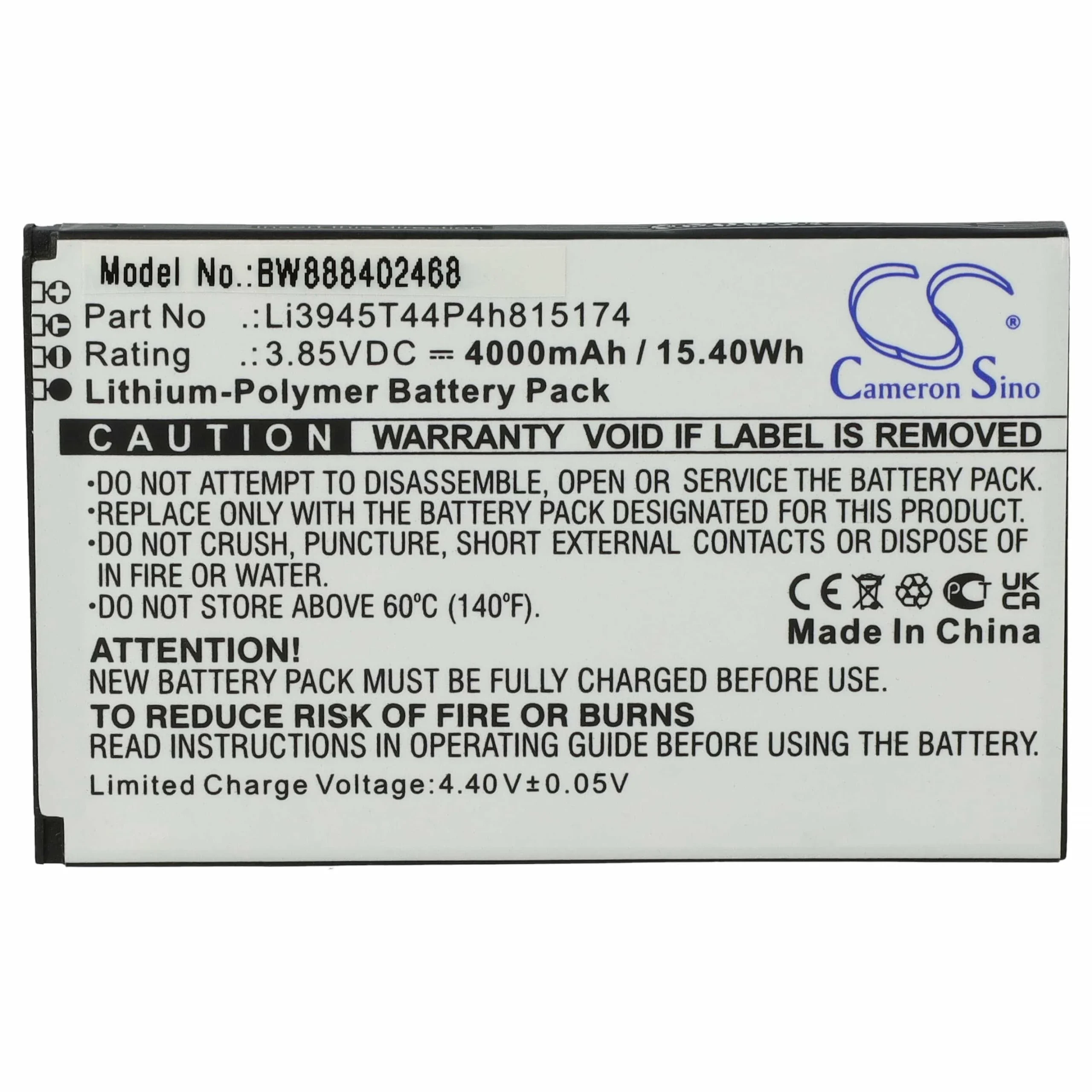 Batterie remplace ZTE Li3945T44P4h815174 routeur modem - 4000mAh 3,85V Li-polymère