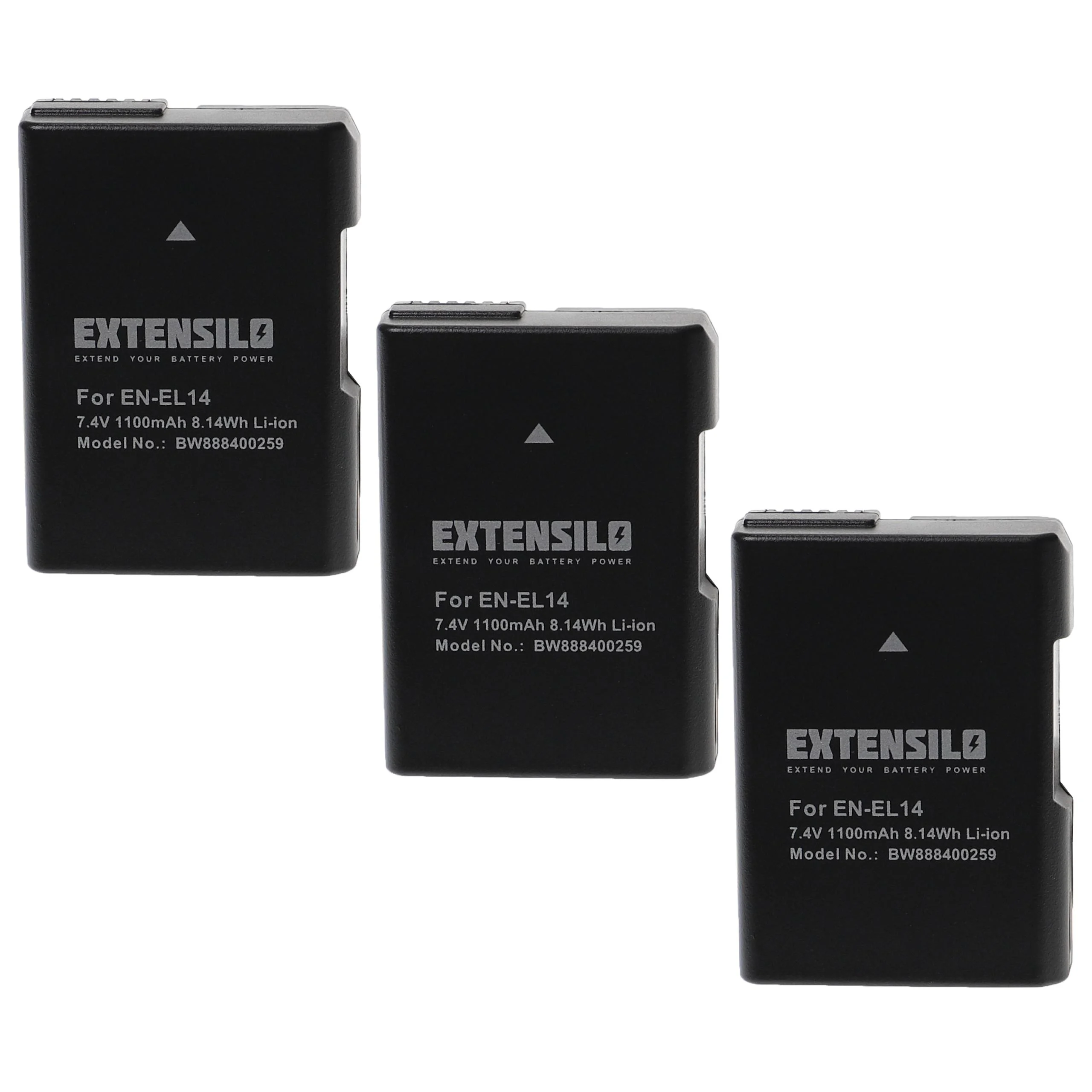 3x Batteries remplace Nikon EN-EL14 pour appareil photo Nikon- 1100mAh 7,4V Li-ion