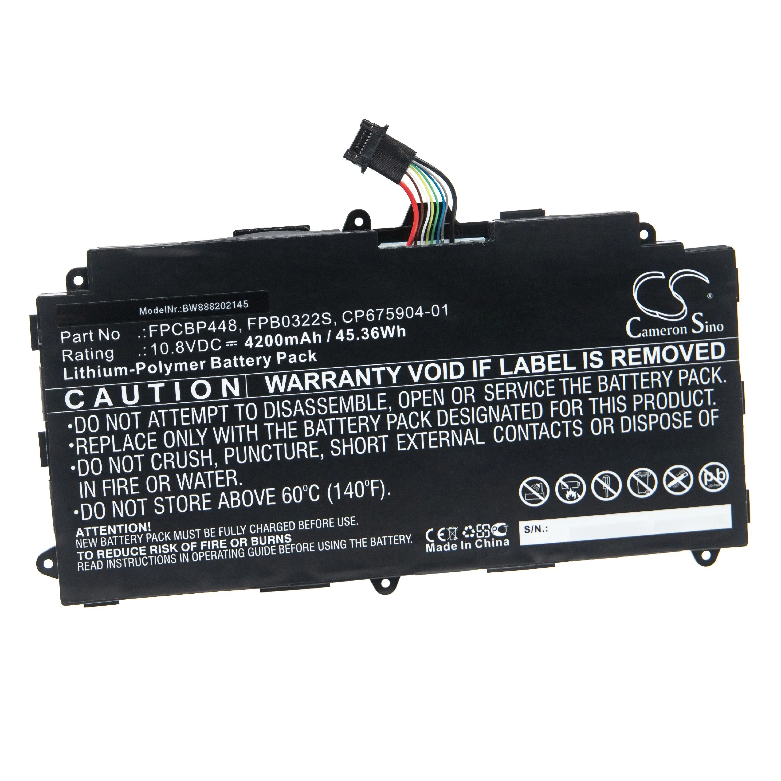 Batterie remplace Fujitsu CP675904-01, FPB0322S, FPCBP448 tablette - 4200mAh 10,8V Li-polymère