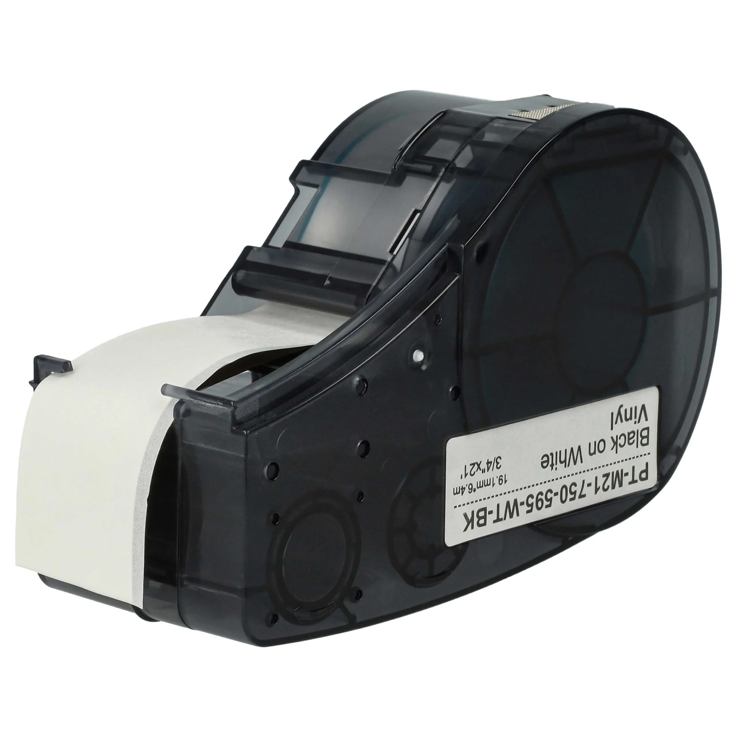 Cassette à ruban remplace Brady M21-750-595-WT - 19,05mm lettrage Noir ruban Blanc, vinyle