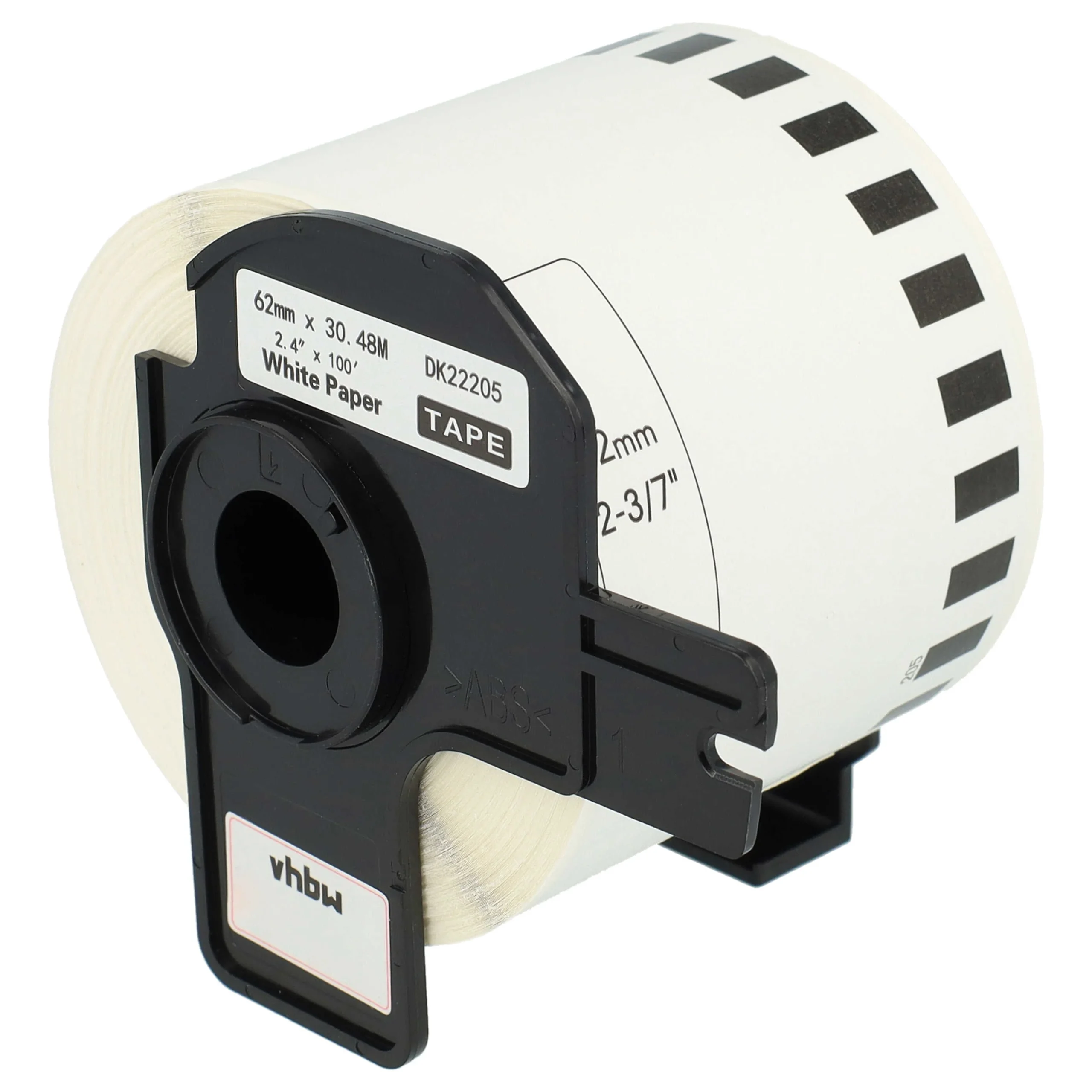 Étiquette remplacent Brother DK-22205 pour imprimante étiqueteuse - 62mm x 30,48m + support