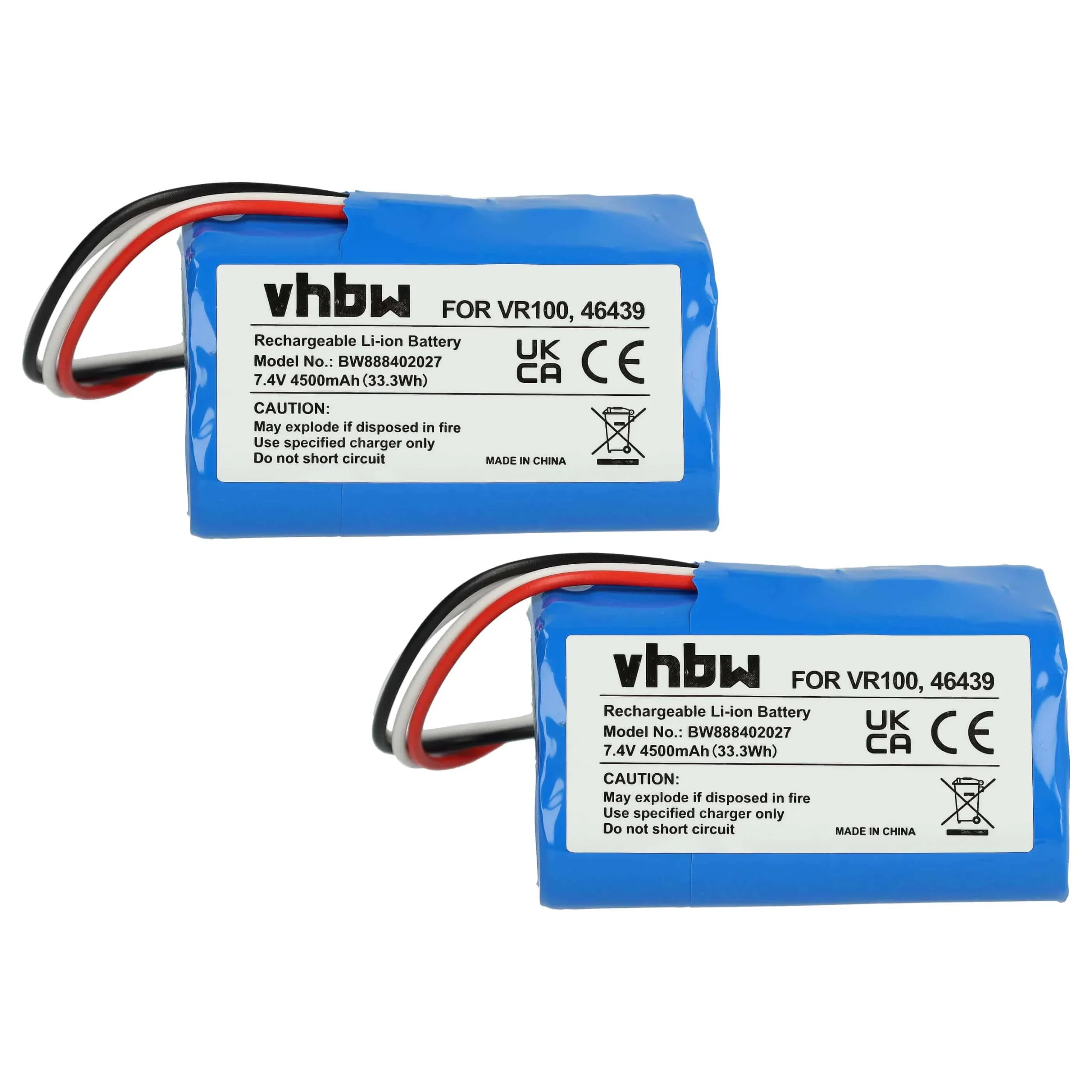 2x Batteries remplace Vorwerk PN46439, SCM61932, 46439 pour robot aspirateur Vorwerk - 4500mAh 7,4V Li-ion