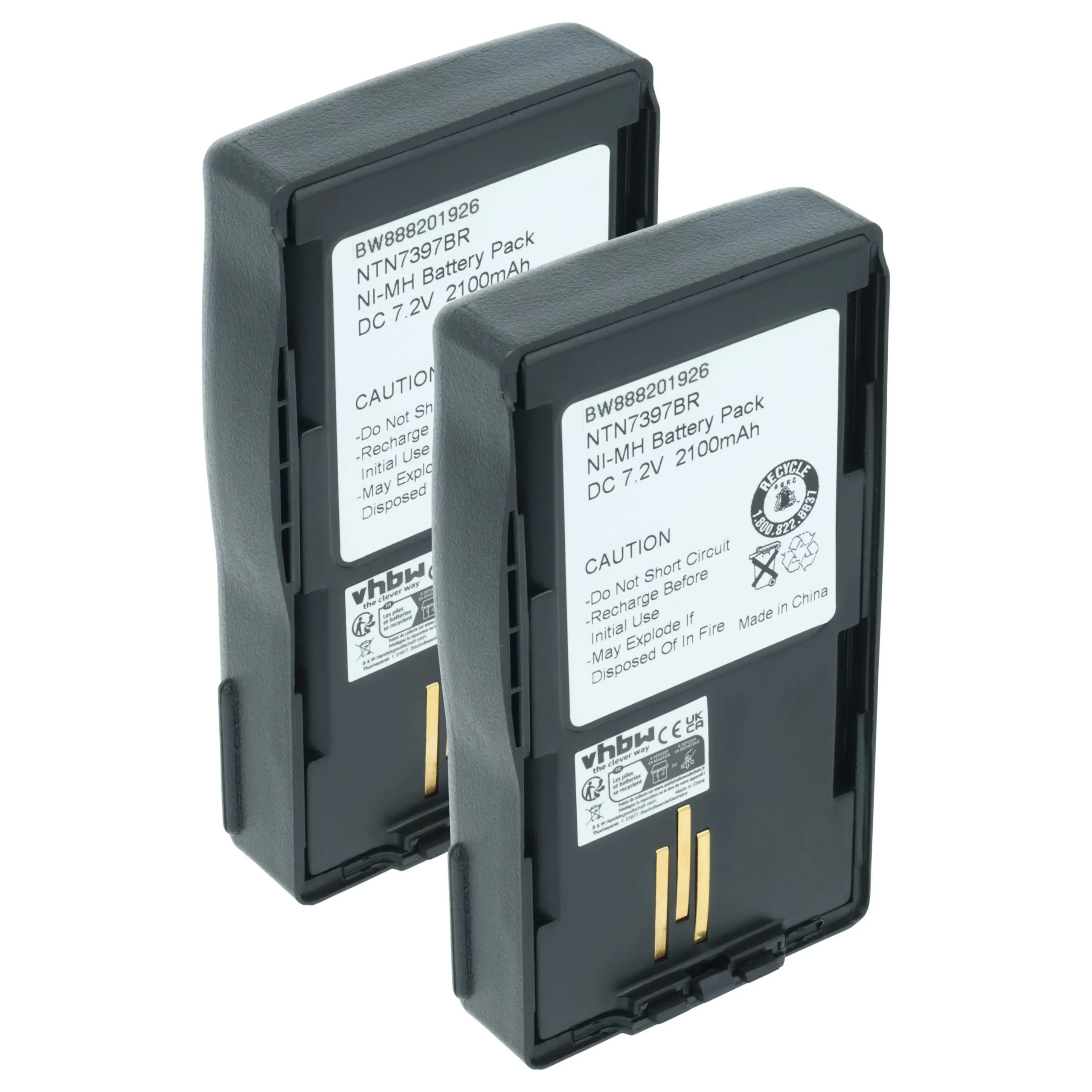 2x Batteries remplace Motorola NTN7394, NTN7394A pour radio talkie-walkie Motorola- 2100mAh 7,2V NiMH