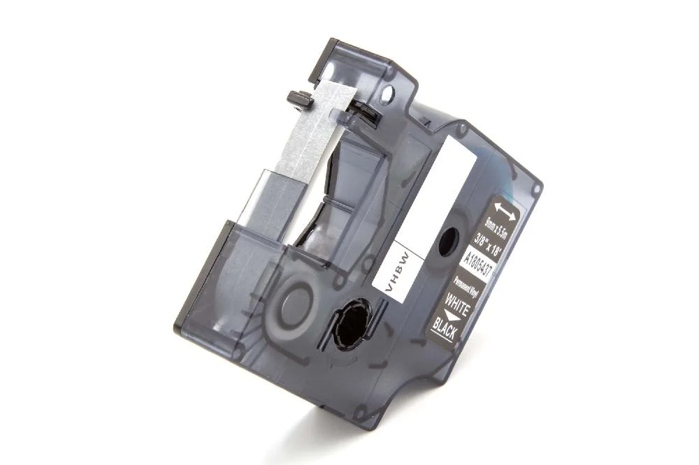 Cassette à ruban remplace Dymo 1805437 - 9mm lettrage Blanc ruban Noir, vinyle, plastique