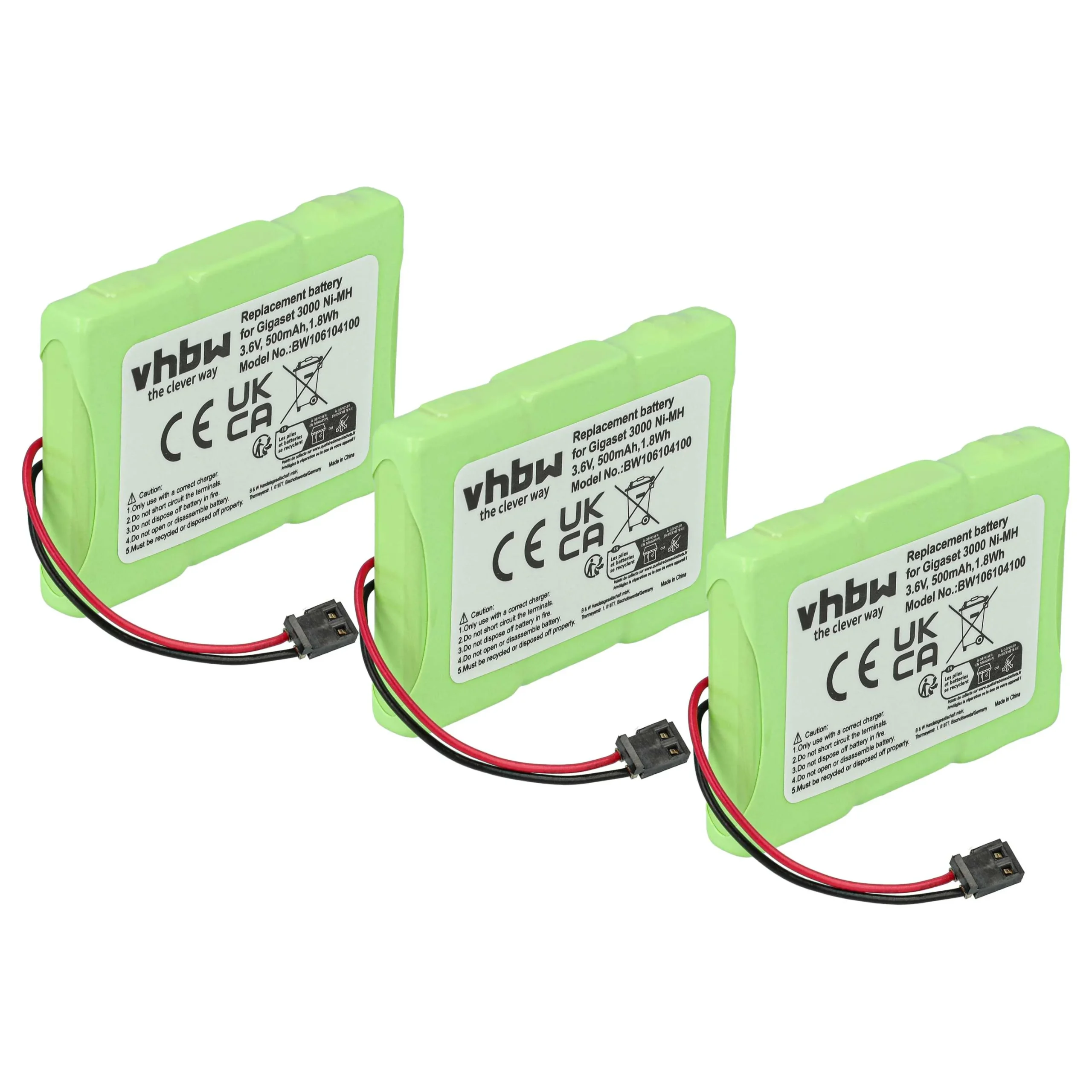 3x Batteries remplace Siemens T347, T325, NS3109, GPF6M3BMX, 3QNF3550 pour téléphone BTI - 500mAh 3,6V NiMH