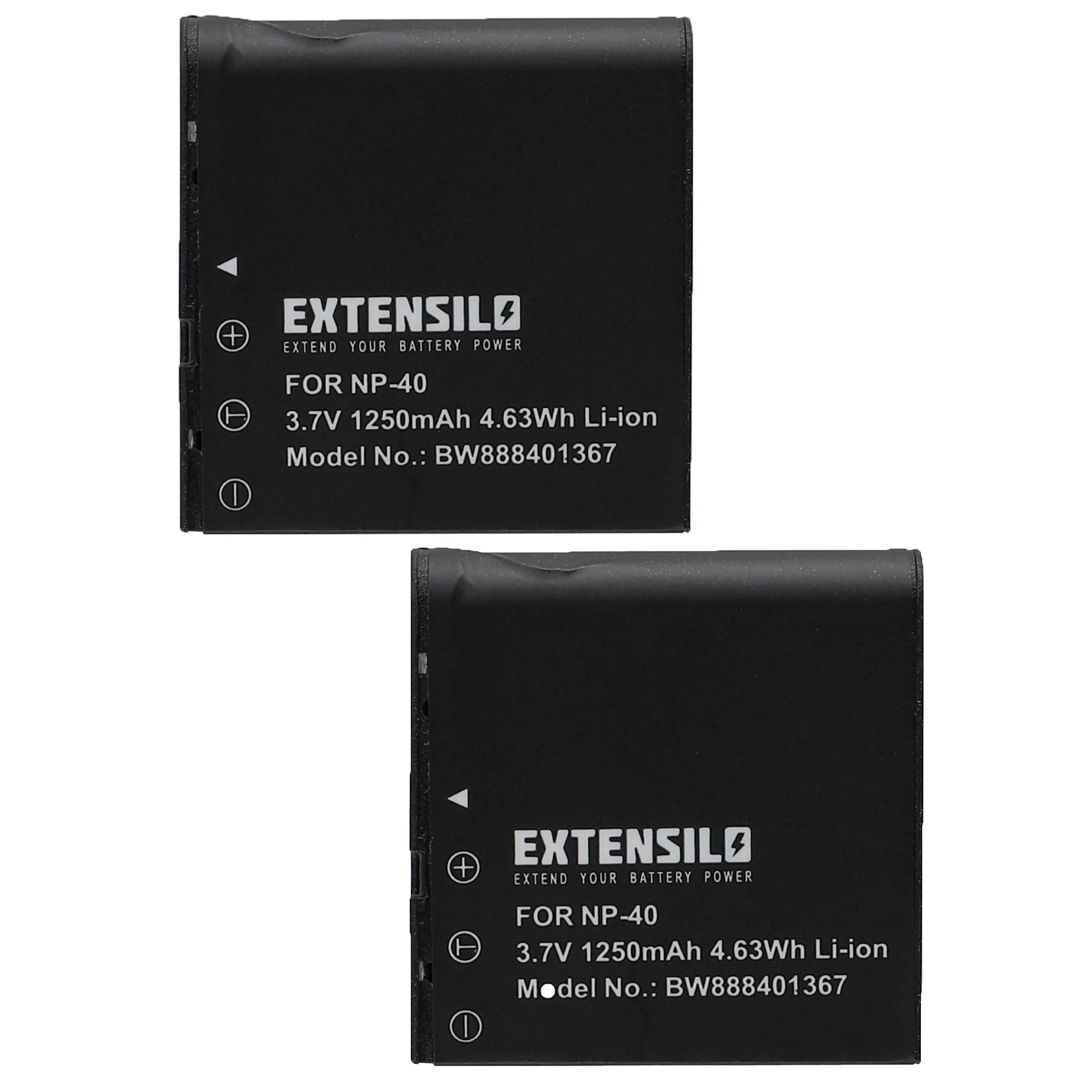 2x Batteries remplace BenQ NP-40DBA, NP-40, NP-40DCA pour appareil photo Praktica- 1250mAh 3,7V Li-ion