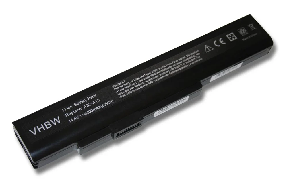 Batterie remplace A32-A15, A42-A15, A41-A15 pour ordinateur portable Gigabyte- 4400mAh 14,4V Li-ion, noir