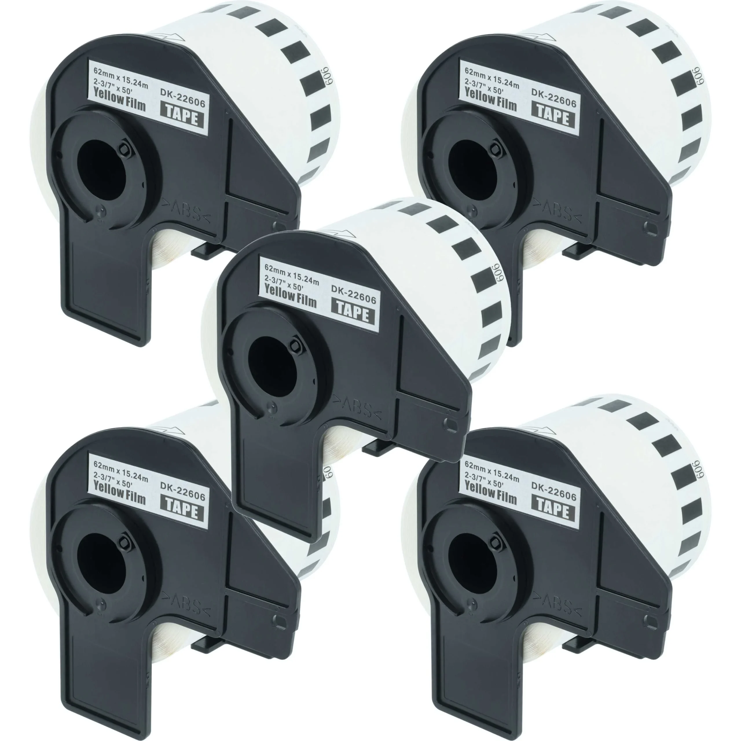 5x Étiquette remplacent Brother DK-22606 pour imprimante étiqueteuse - premium 62mm x 15,24m + support