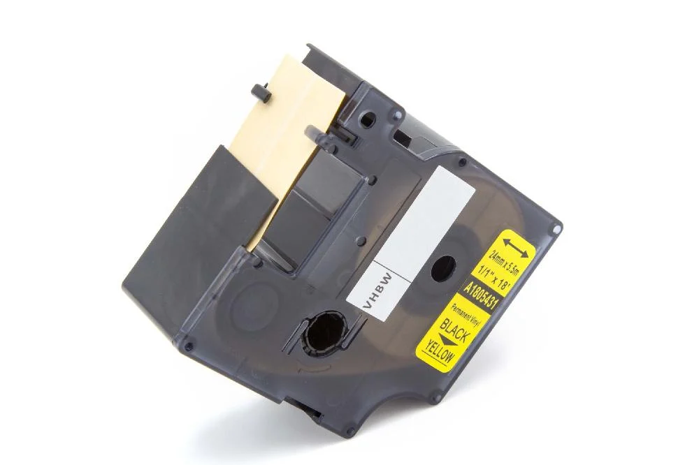 Cassette à ruban remplace Dymo 1805431 - 24mm lettrage Noir ruban Jaune, vinyle, plastique