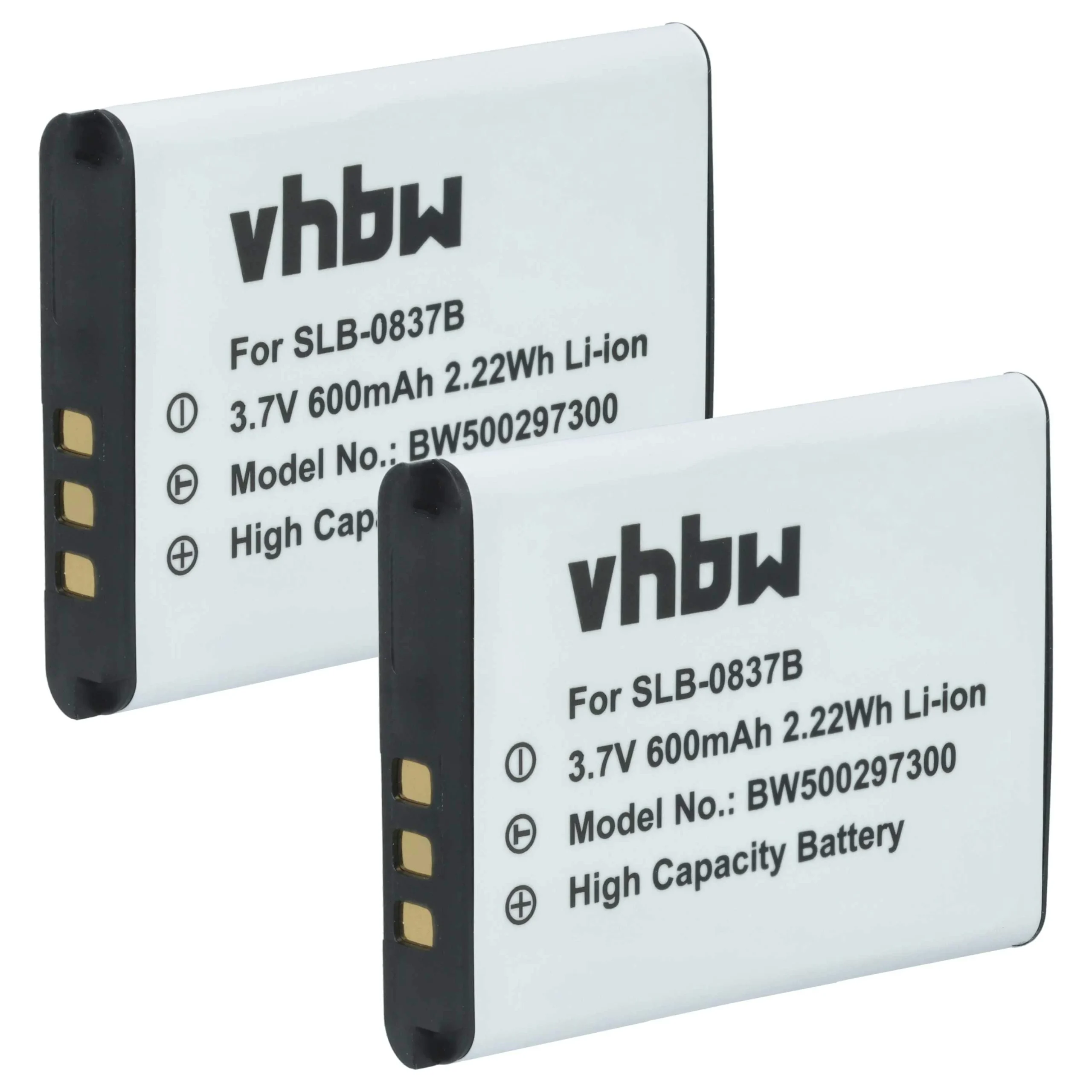 2x Batteries remplace Samsung SLB-0837b pour appareil photo Samsung- 500mAh 3,7V Li-ion
