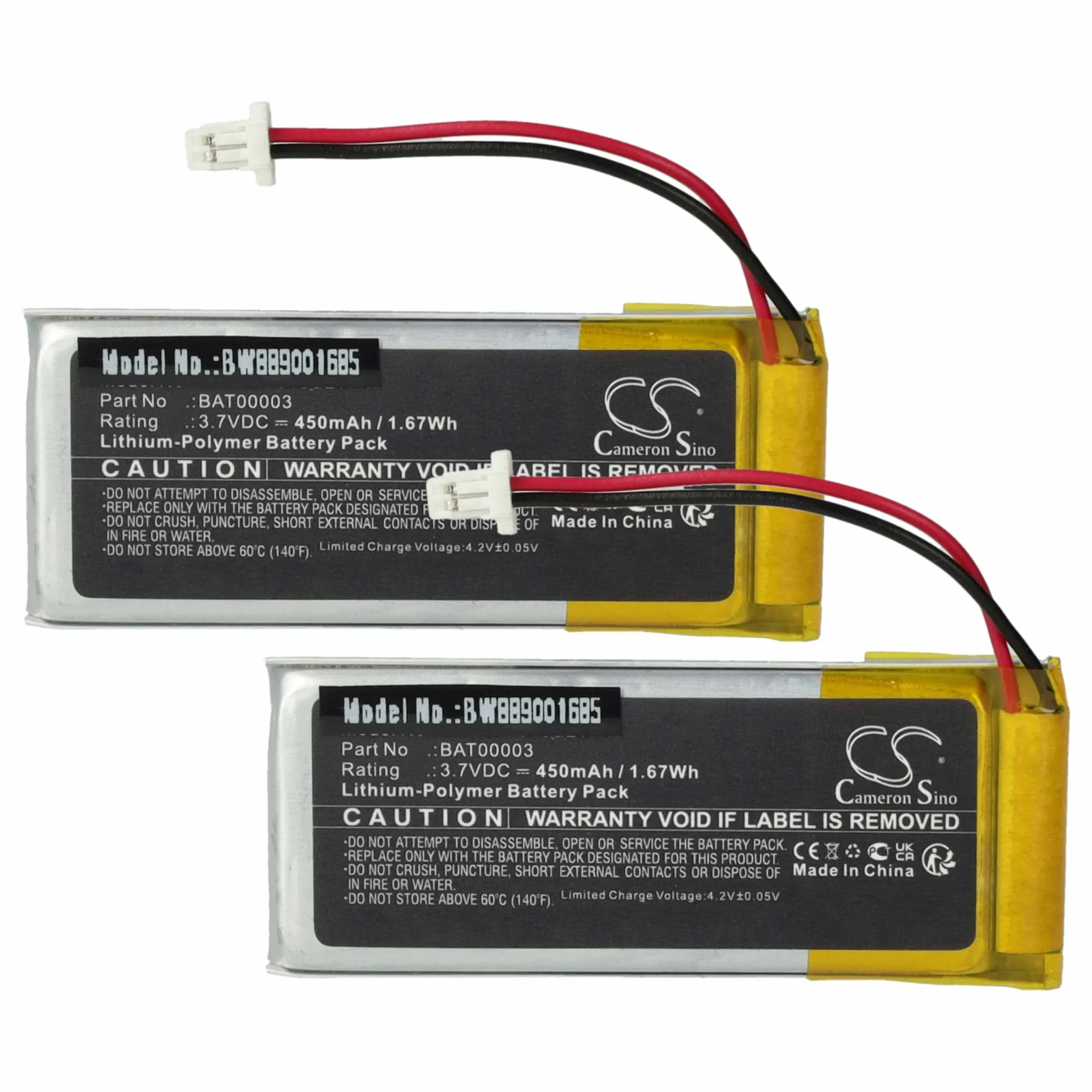 Batterie (2 pcs.) remplace Cardo BAT00003 casque audio Cardo - 450mAh 3,7V Li-polymère