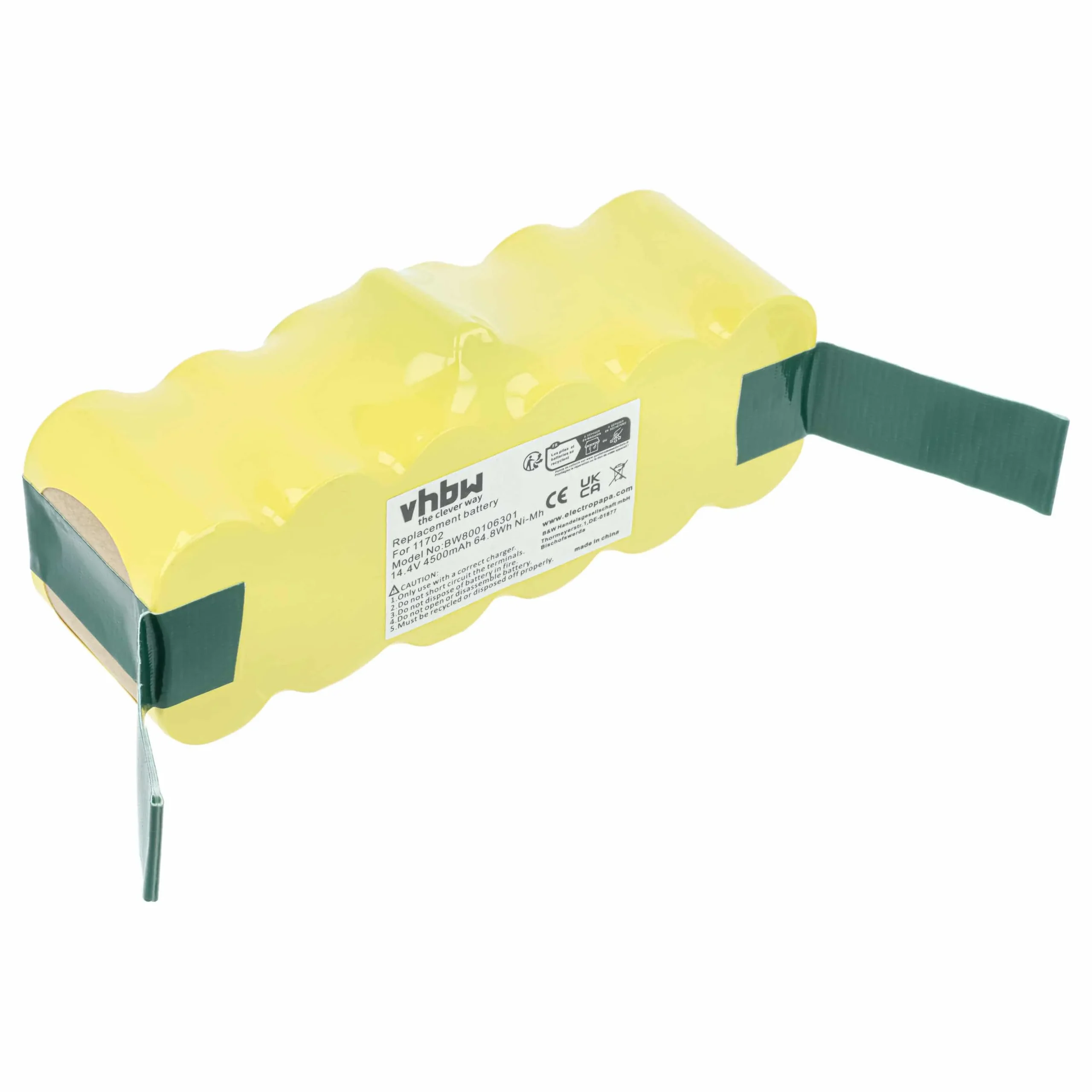 Batterie remplace 11702, 80501e, 68939, 80501, 4419696 pour robot aspirateur iRobot - 4500mAh 14,4V NiMH