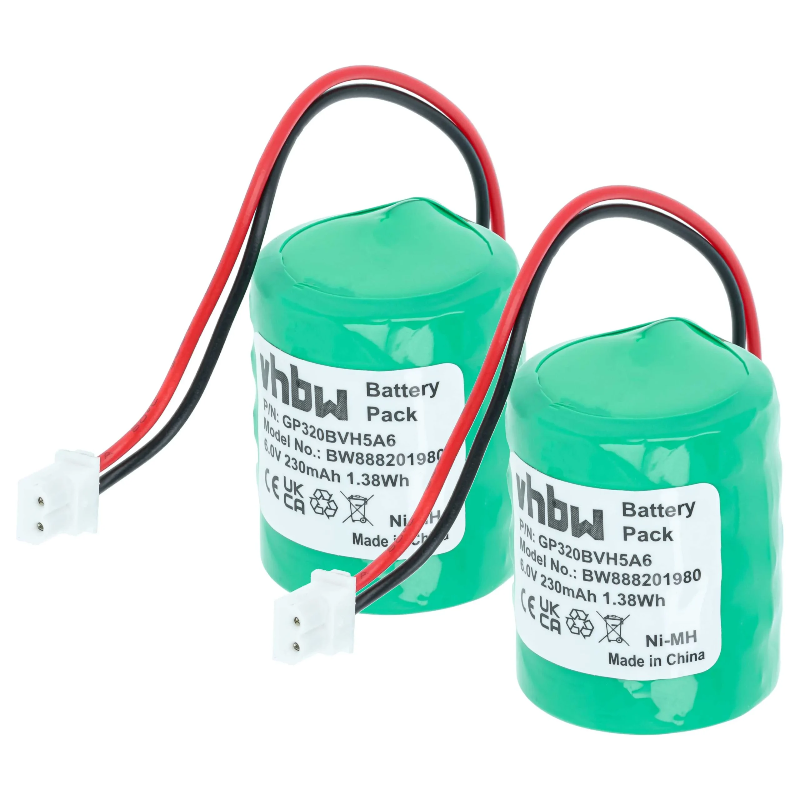 2x Batteries remplace Honeywell GP250BVH5A6, CP300H pour centrale d'alarme Honeywell - 230mAh 6V NiMH