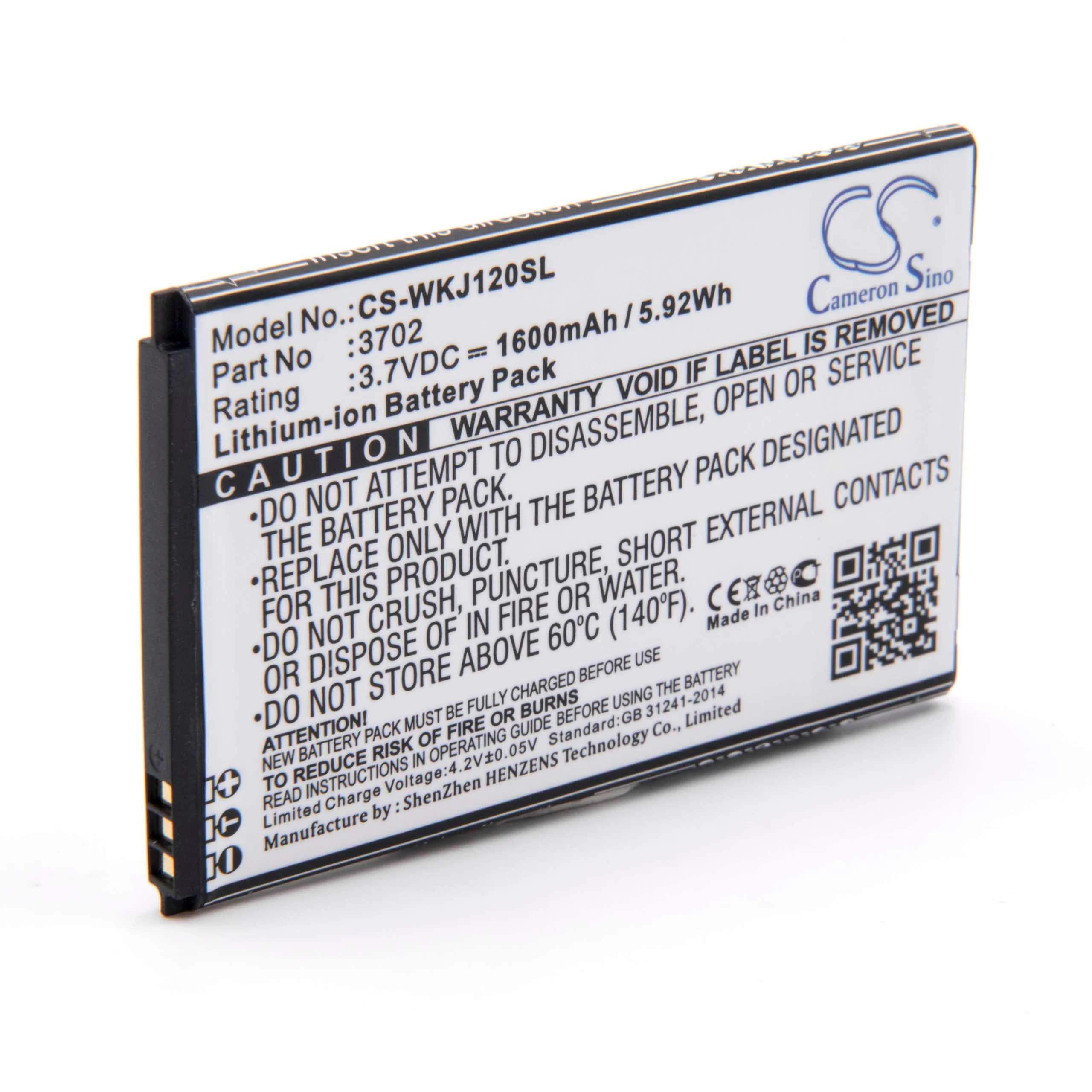 Batterie remplace Wiko 3702 téléphone portable Wiko - 1600mAh 3,7V Li-ion