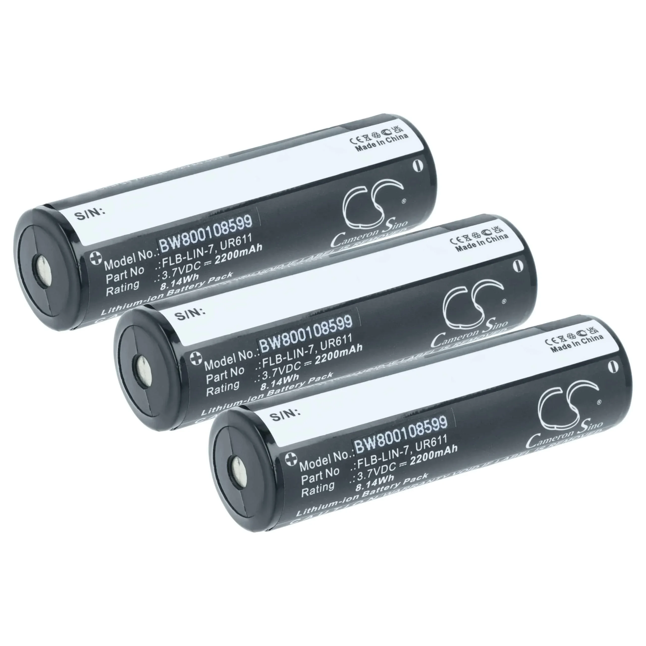Batterie (3 pcs.) remplace Inova FLB-LIN-7, UR611 lampe de poche Inova - 2200mAh 3,7V Li-ion