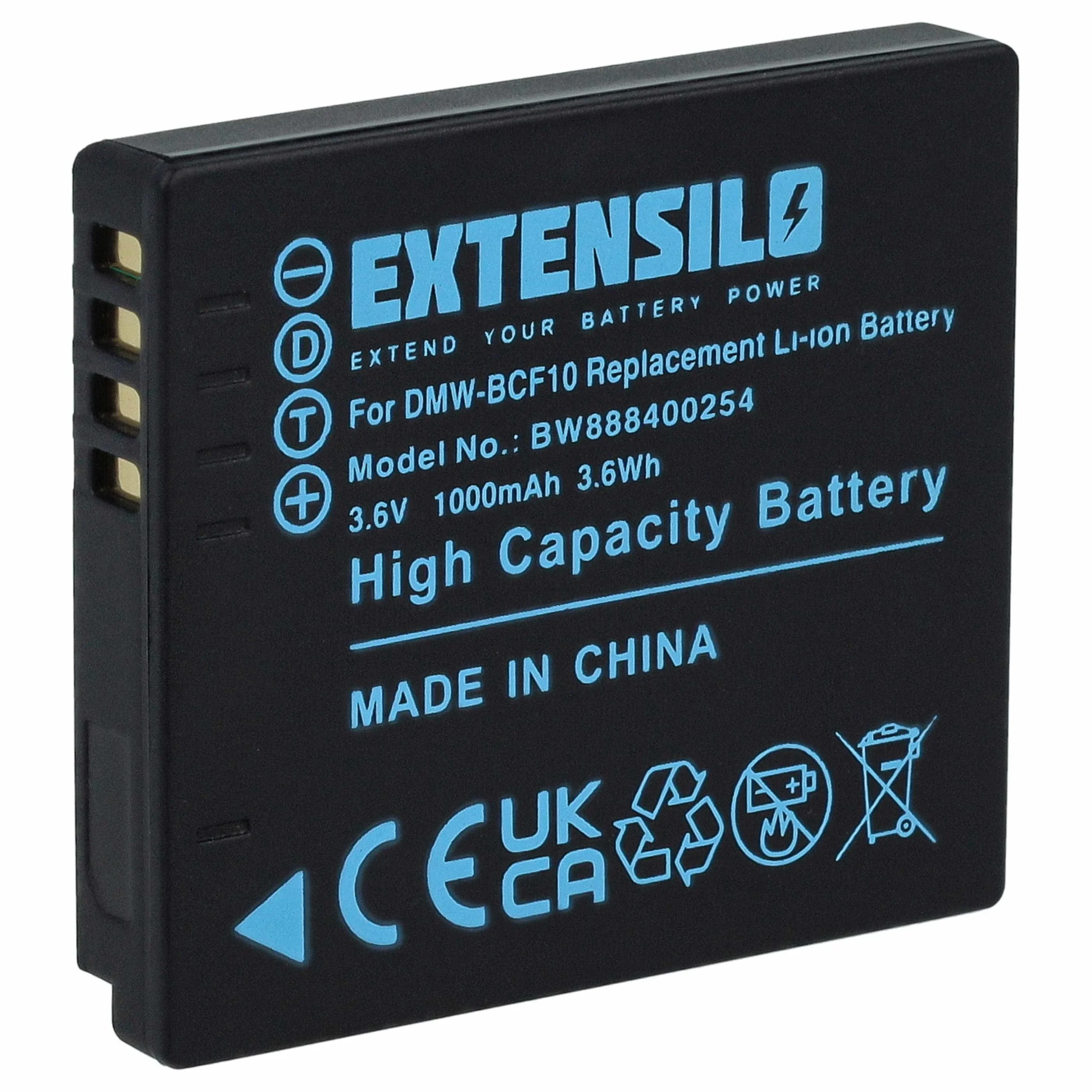 Batterie remplace Panasonic CGA-S/106B, CGA-S/106C pour appareil photo Panasonic- 1000mAh 3,7V Li-ion