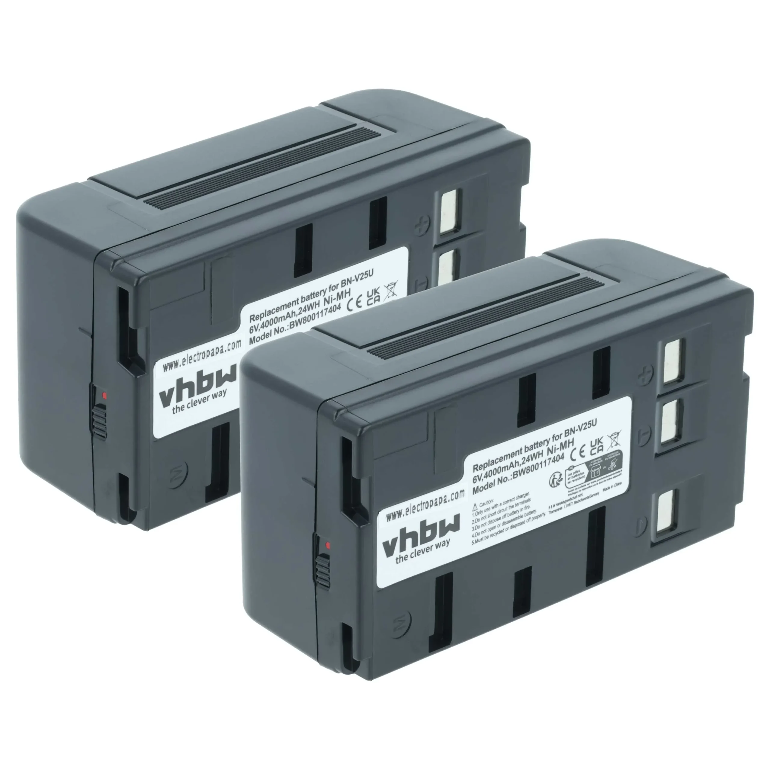 2x Batteries remplace JVC BN-V20, BN-V22, BN-V20US, BN-V20U pour appareil photo Philips- 4000mAh 6V NiMH