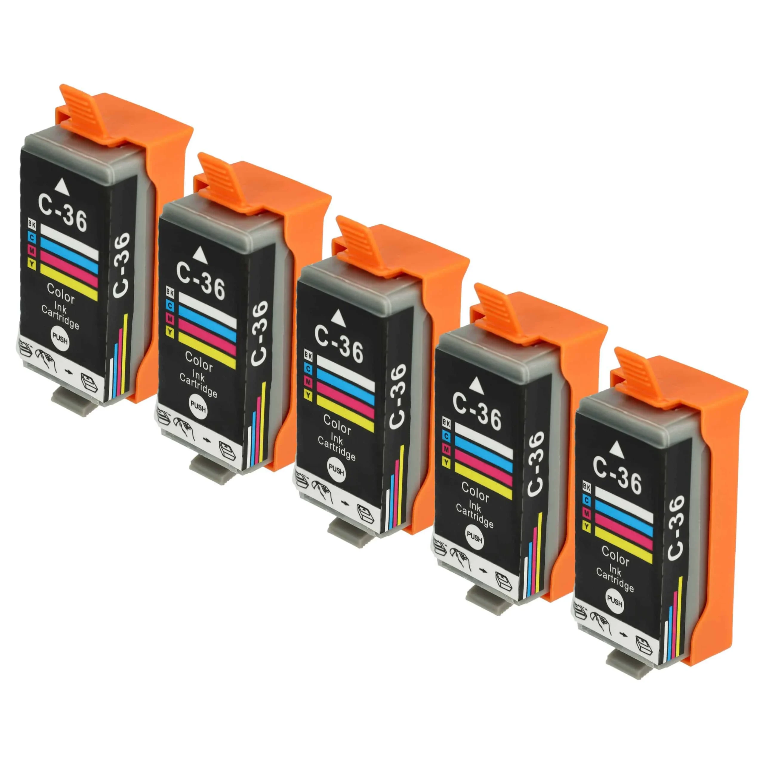 5x Cartouche remplace Canon CLI-36, CLI-36C pour imprimante Canon - multicolore 13ml