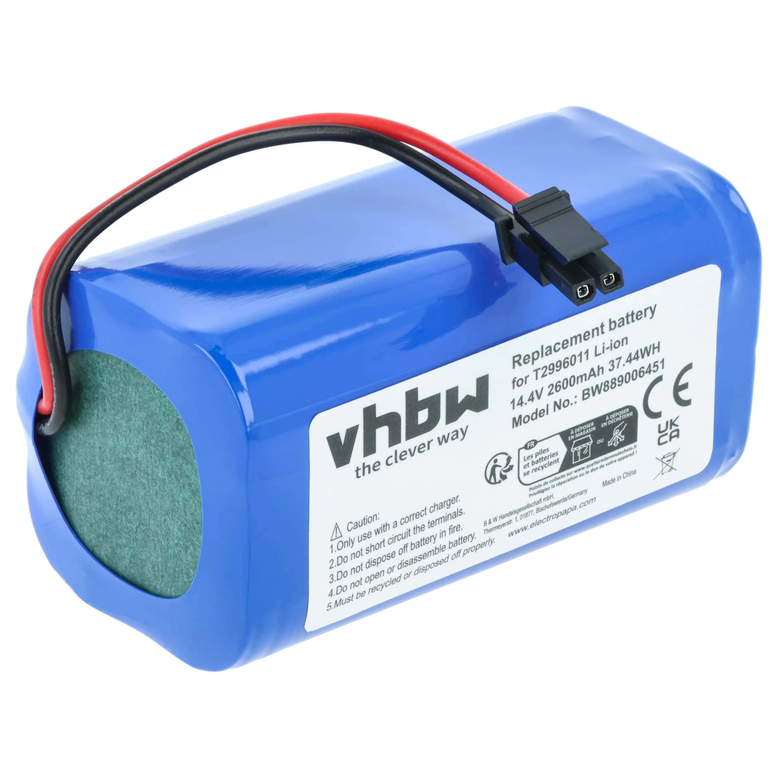 Batterie remplace Eufy T2996011, U092-INR-MH1-4S1P pour robot aspirateur Eufy - 2,6Ah 14,4V Li-ion