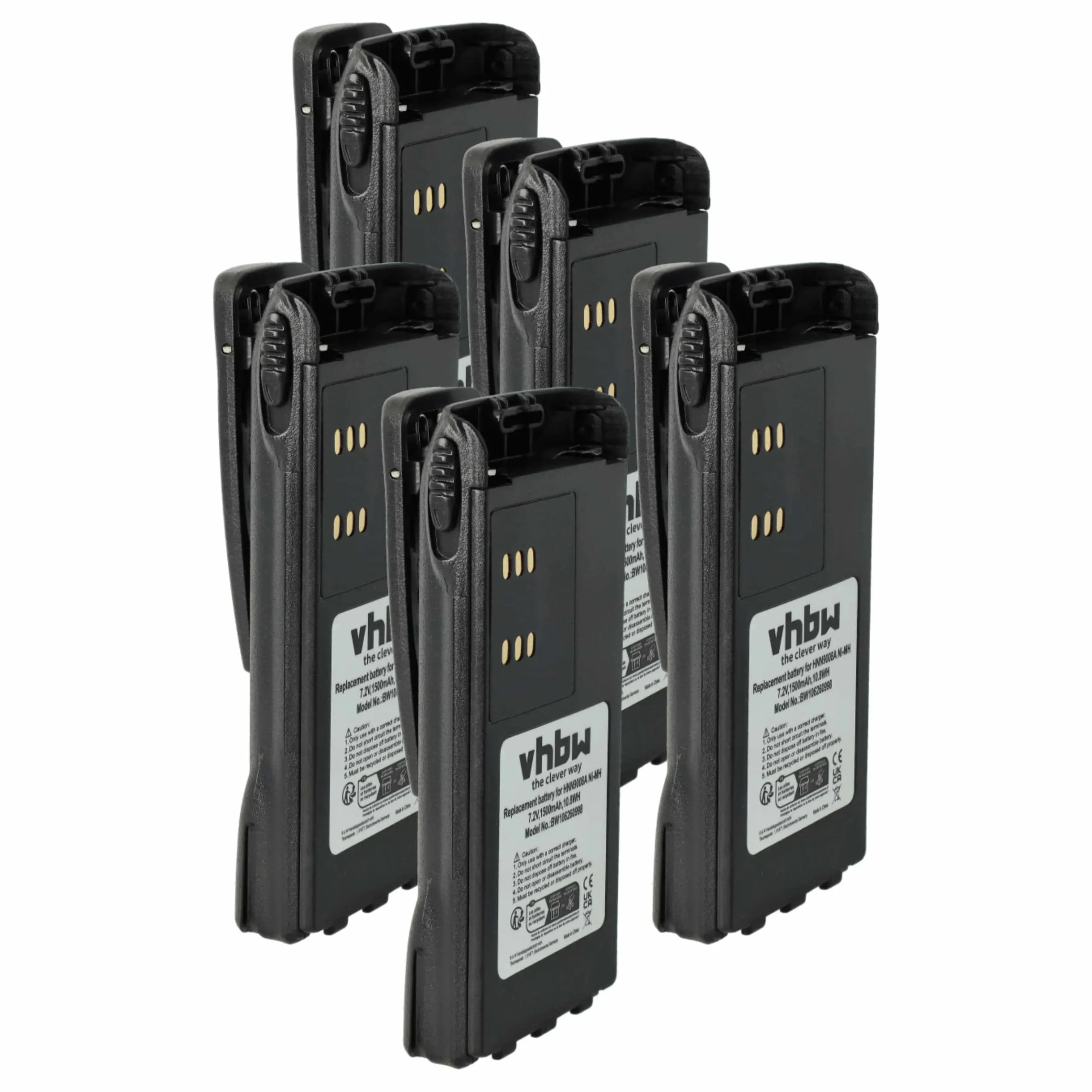 5x Batteries remplace Motorola HMNN4151, HMNN4154 pour radio talkie-walkie Motorola- 1500mAh 7,2V NiMH