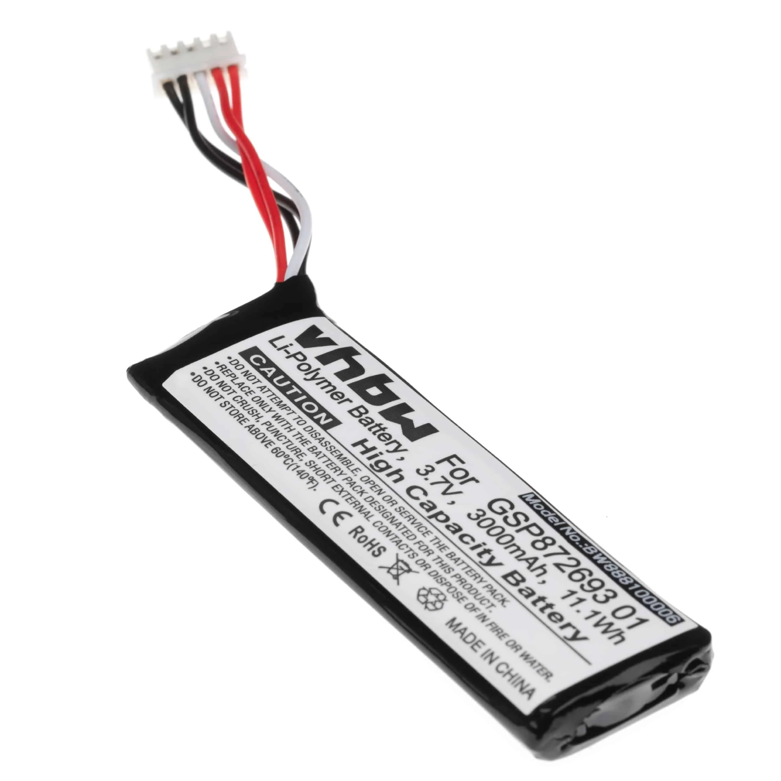 Batterie remplace JBL P763098 03A, GSP872693 03A, GSP872693 01 enceinte JBL - 3000mAh 3,7V Li-polymère