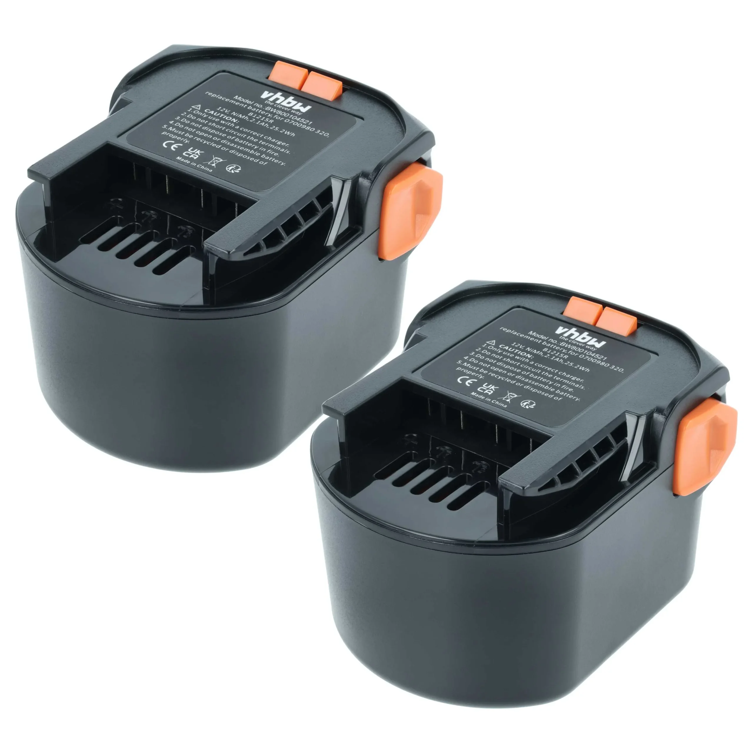 Batterie (2 pcs.) remplace AEG 0700 980 320, B1215R, B1220R, M1230R outil électrique AEG - 2,1Ah 12V NiMH