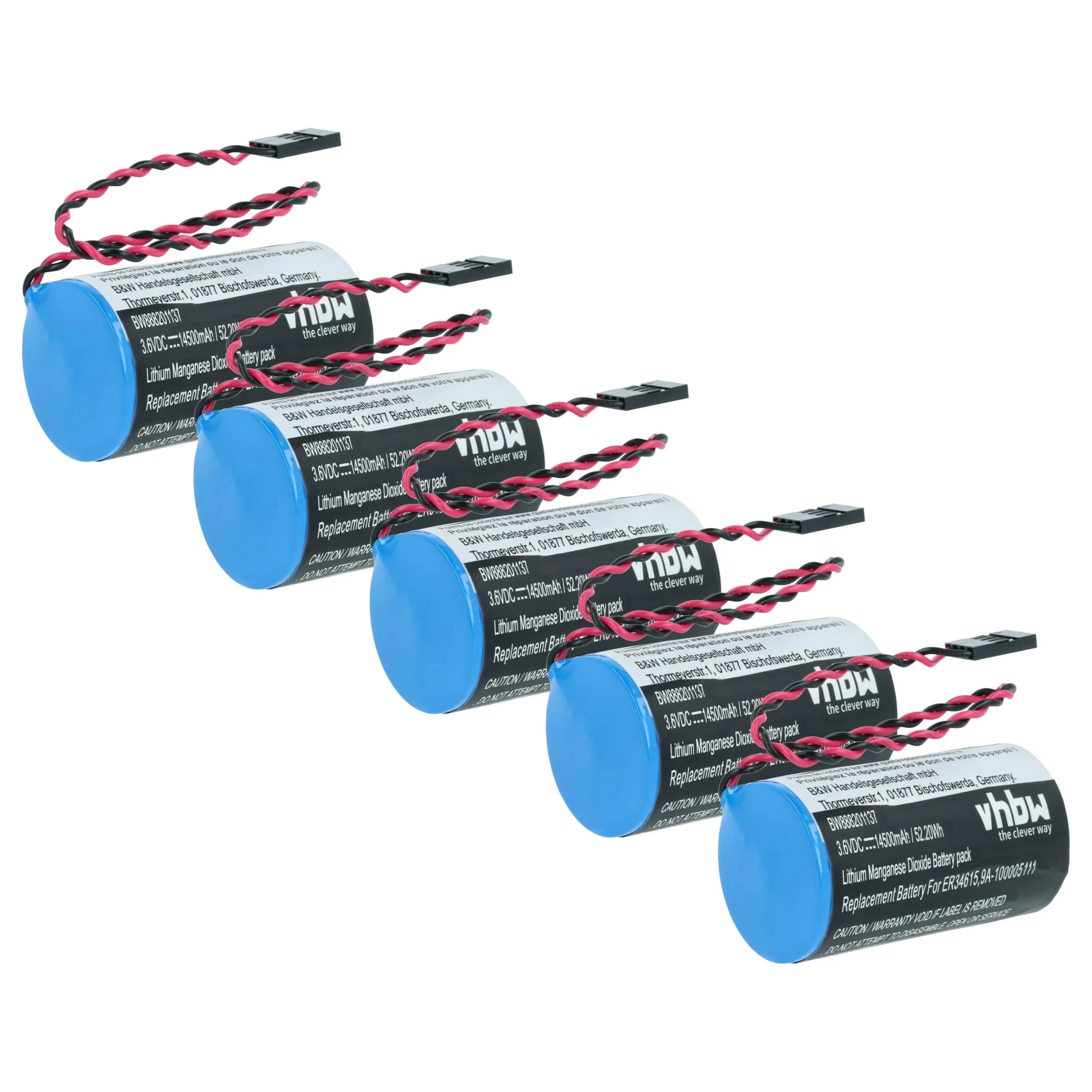 Pile (5 pcs.) remplace Cameron Nuflo 9A-100005111, LS33600-CN1 outil de mesure Alexor - 14500mAh 3,6V Li-MnO2