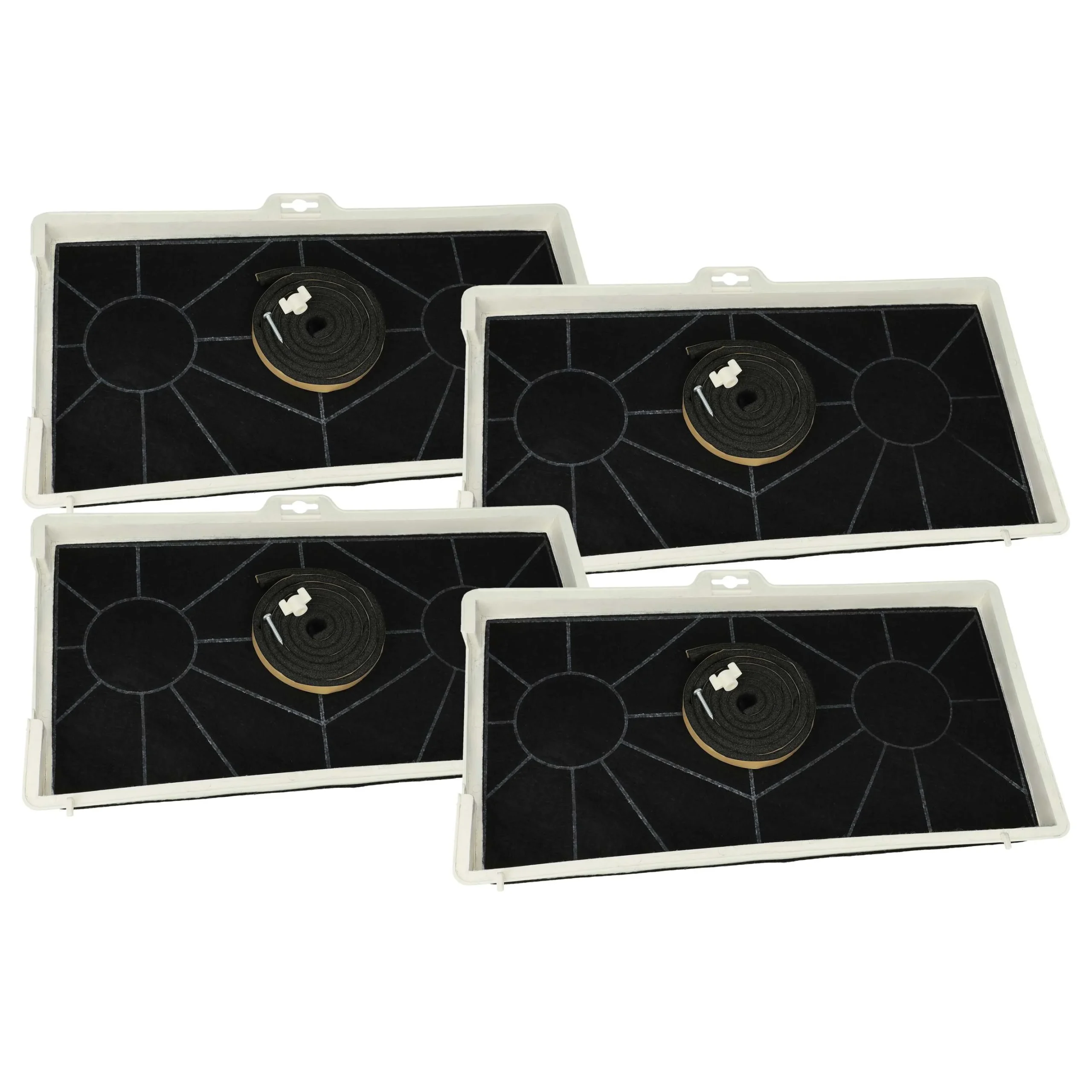 4x Filtres à charbon actif remplace Balay 461422 / 00461422 pour hotte Bosch + bague de fixation - Accessoires appareils ménagers