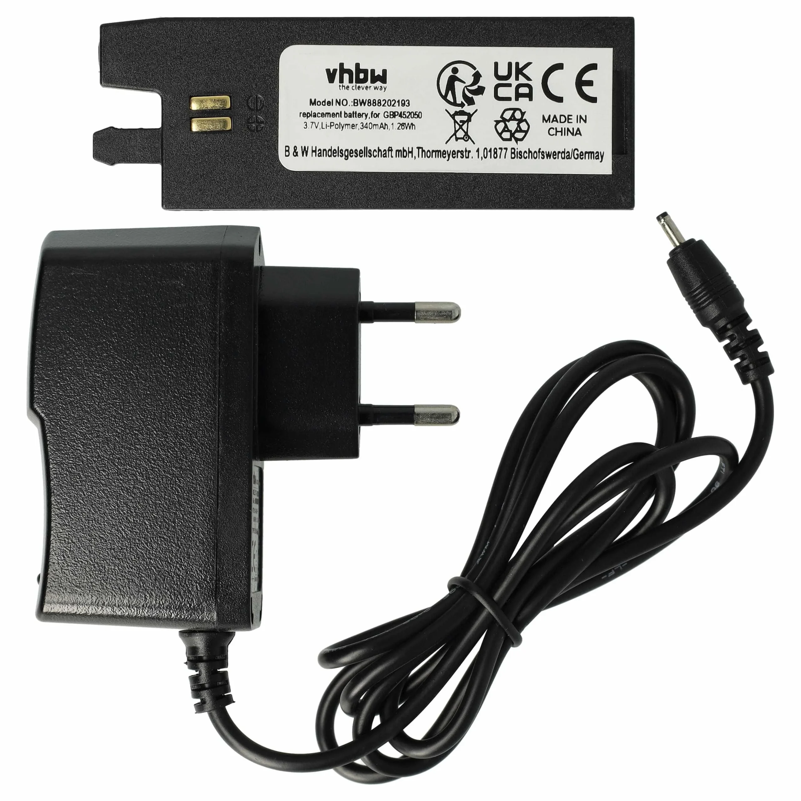 Batterie + Chargeur remplace Gibson GBP-452050, GBP-042030 pour accordeur Gibson - Kit de charge