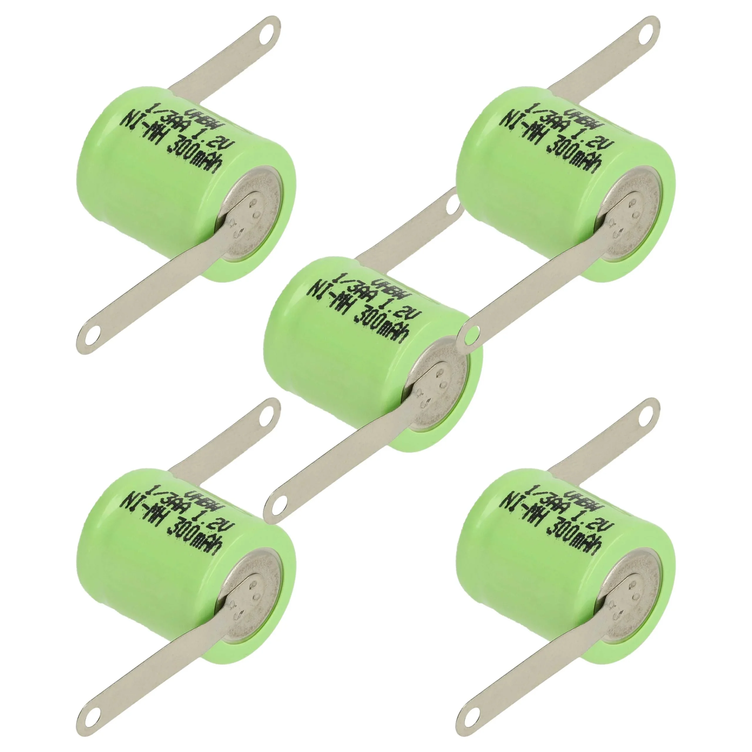5x Piles bouton de type 1/3AA pour le modélisme et autres - 300mAh 1,2V NiMH