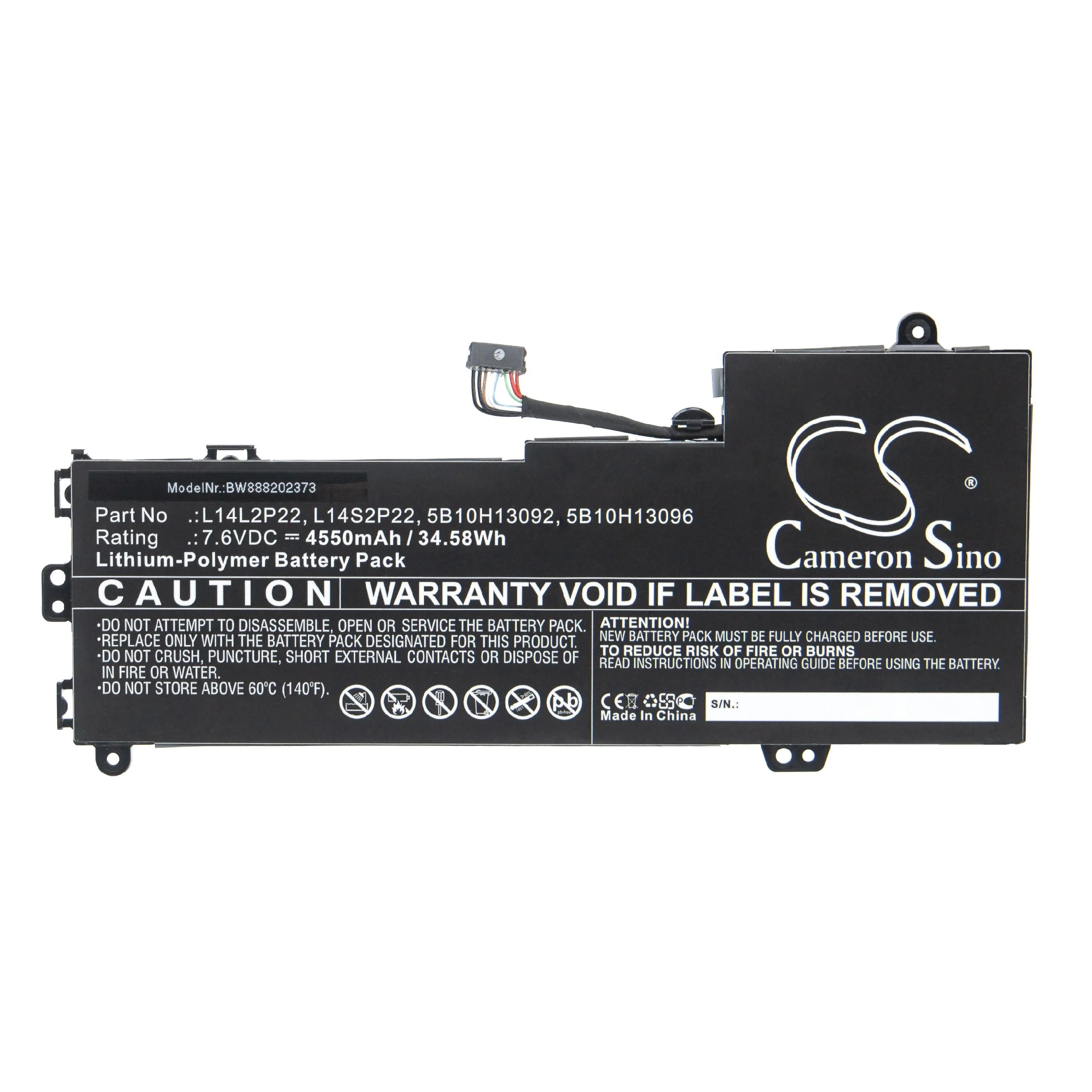 Batterie remplace Lenovo 5B10H13096, 5B10H13092 pour ordinateur portable Lenovo- 4550mAh 7,6V Li-polymère
