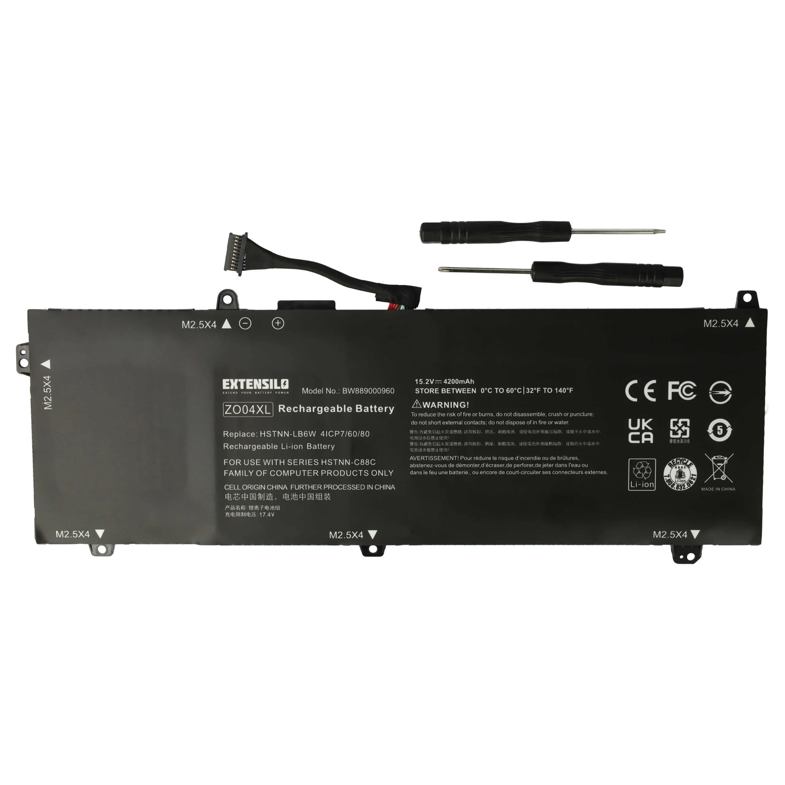 Batterie remplace HP 808396-421, HSTNN-C88C, 808450-001 pour ordinateur portable HP- 4200mAh 15,2V Li-ion