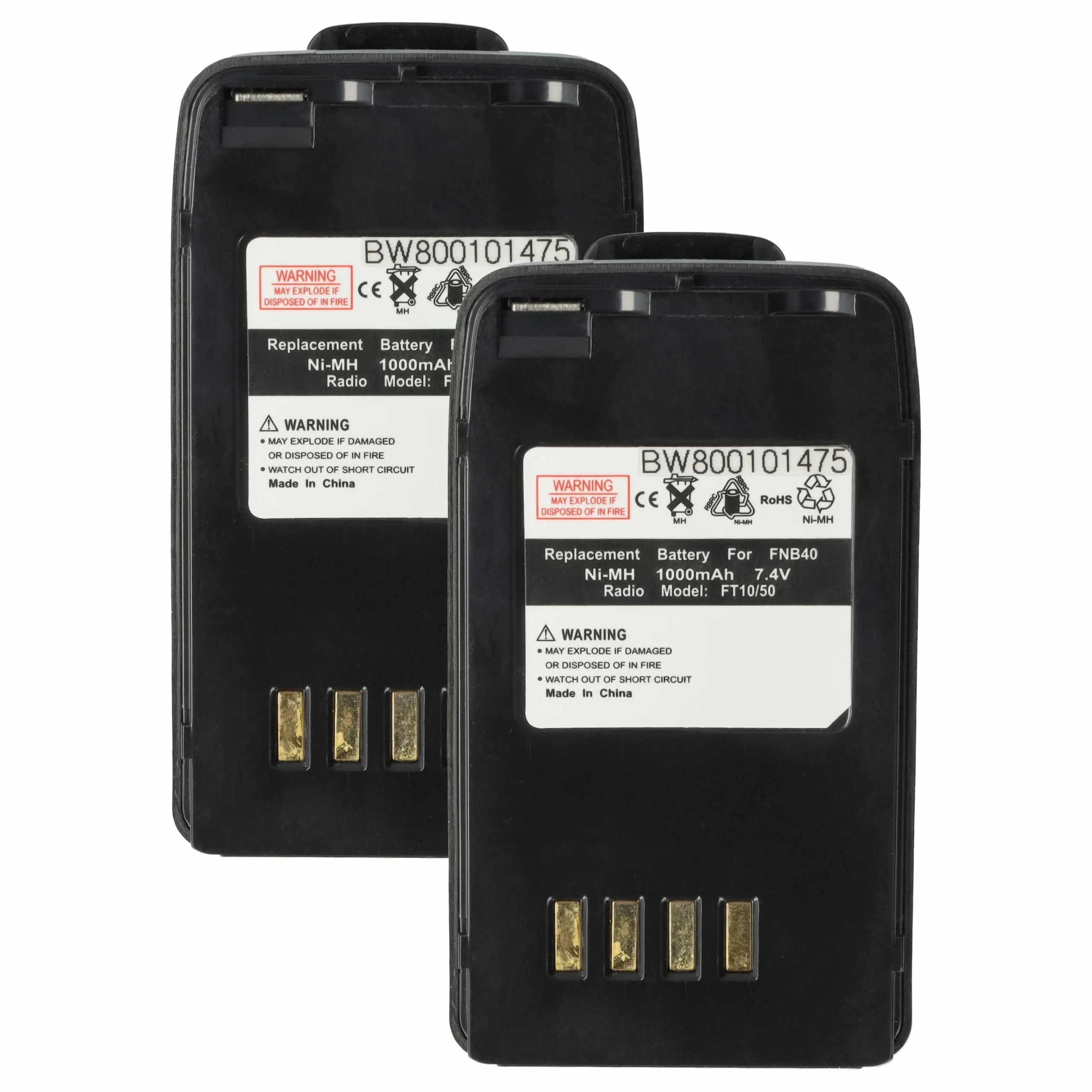 2x Batteries remplace FNB-41, FNB-40 pour radio talkie-walkie Yaesu Vertex- 1000mAh 7,4V NiMH