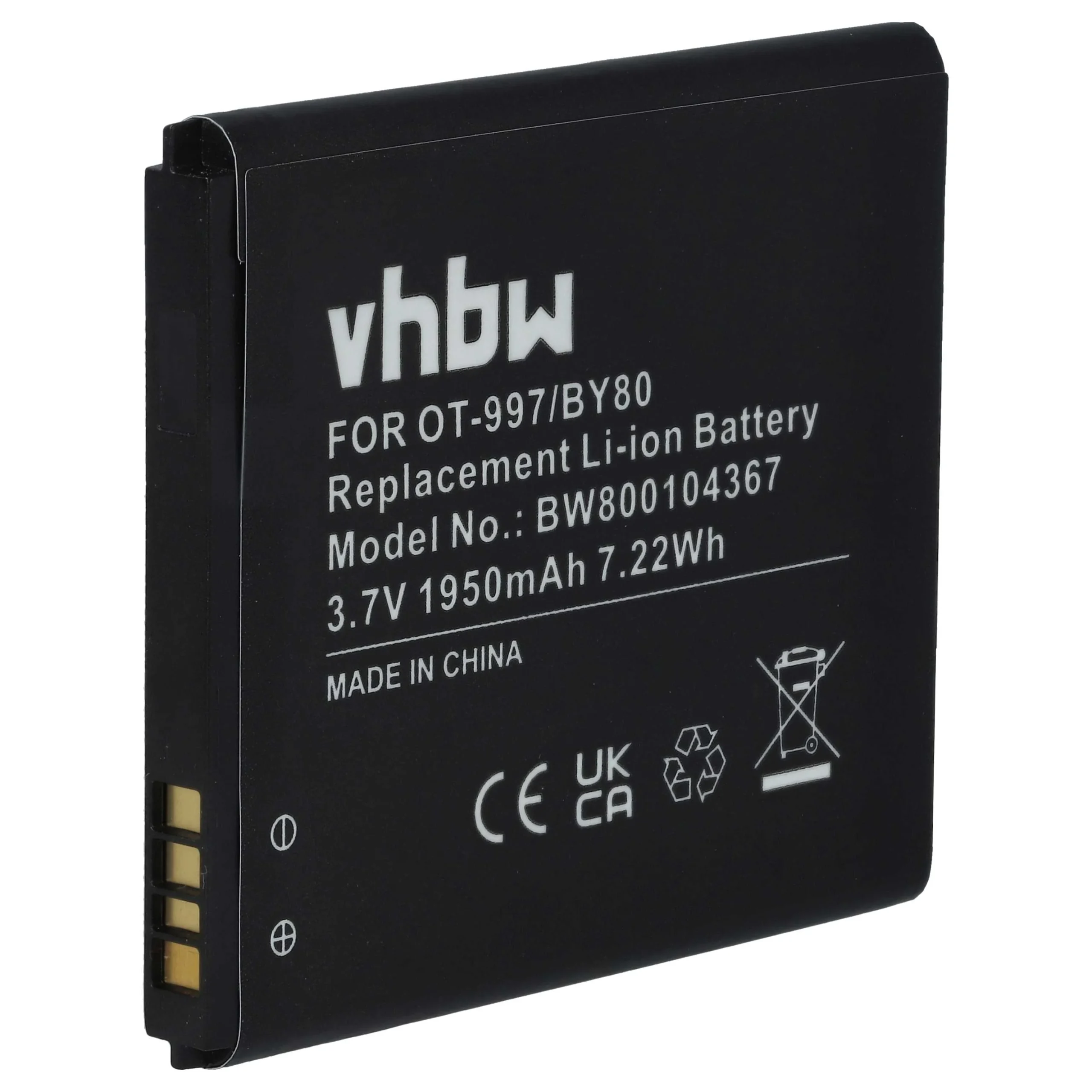 Batterie remplace Alcatel BY80, CAB32E0000C1, CAB32E0000C2 téléphone portable TCL - 1950mAh 3,7V Li-ion