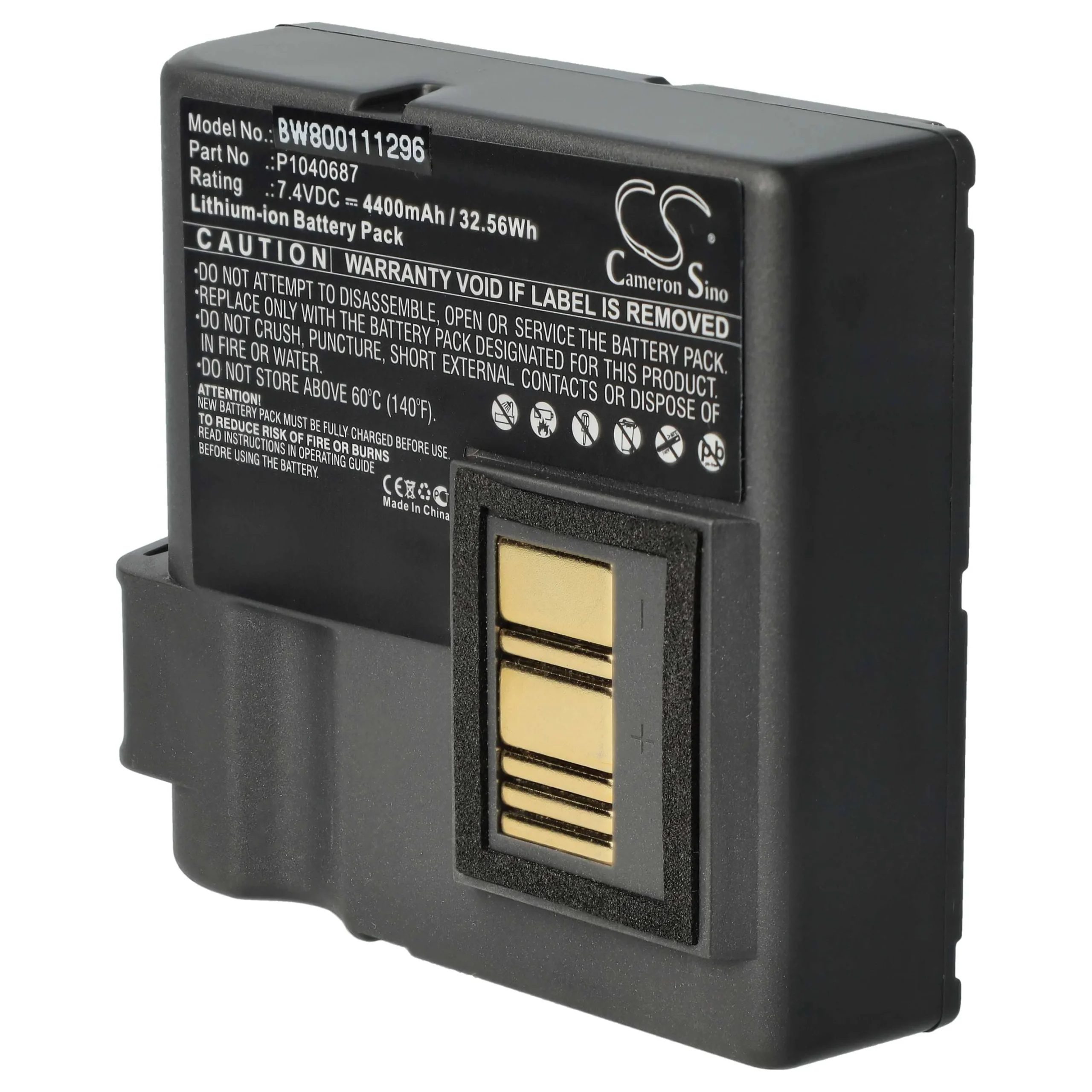 Batterie remplace Zebra BTRY-MPP-68MA1-01, P1050667-016, P1040687 pour imprimante Zebra - 4400mAh 7,4V Li-ion