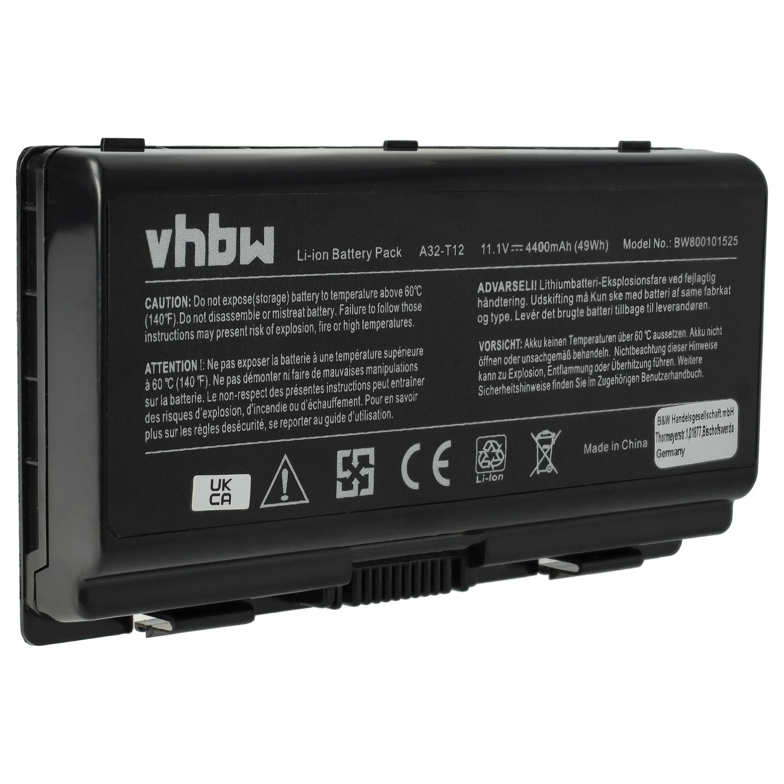 Batterie remplace Asus 90-NQK1B1000Y, A32-C51 pour ordinateur portable Asus- 4400mAh 11,1V Li-ion, noir