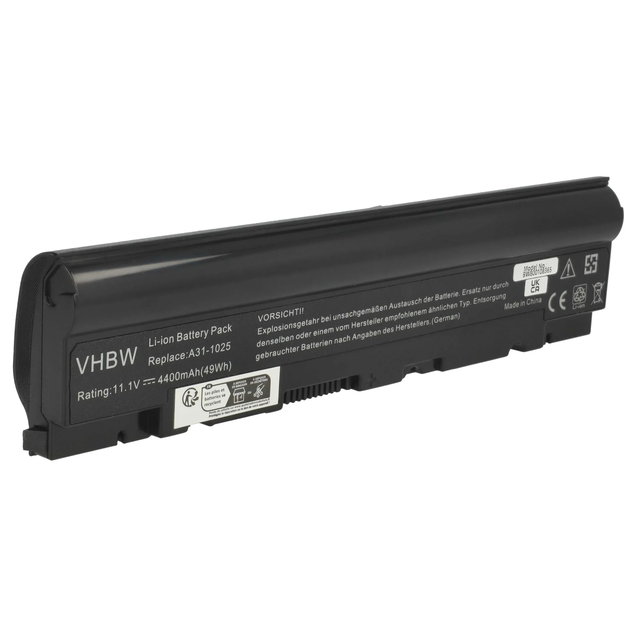 Batterie remplace Asus A31-1025, A32-1025 pour ordinateur portable Asus- 4400mAh 10,8V Li-ion, noir
