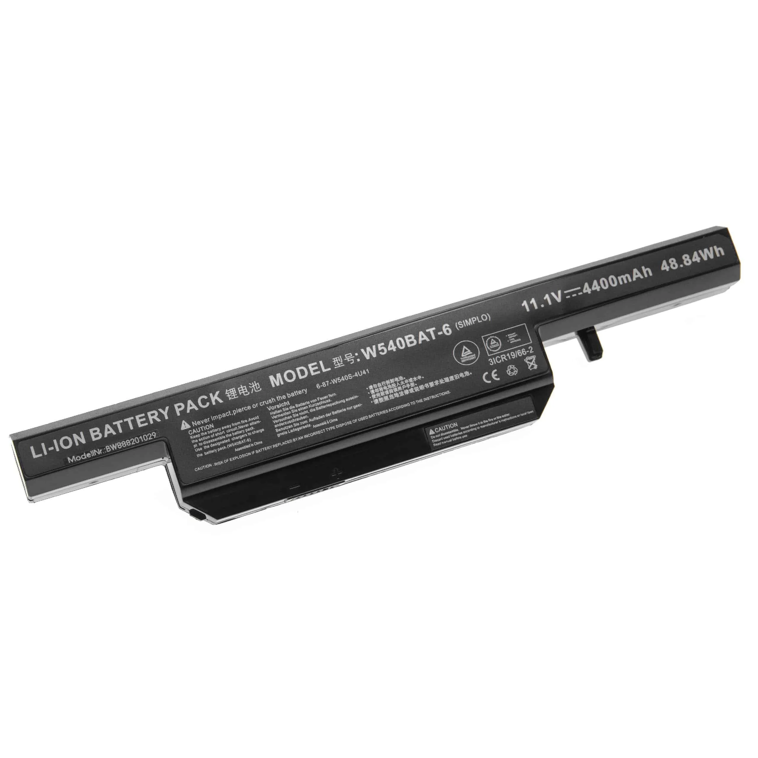 Batterie remplace Clevo 6-87-W540S-427 pour ordinateur portable Hasee- 4400mAh 11,1V Li-ion, noir