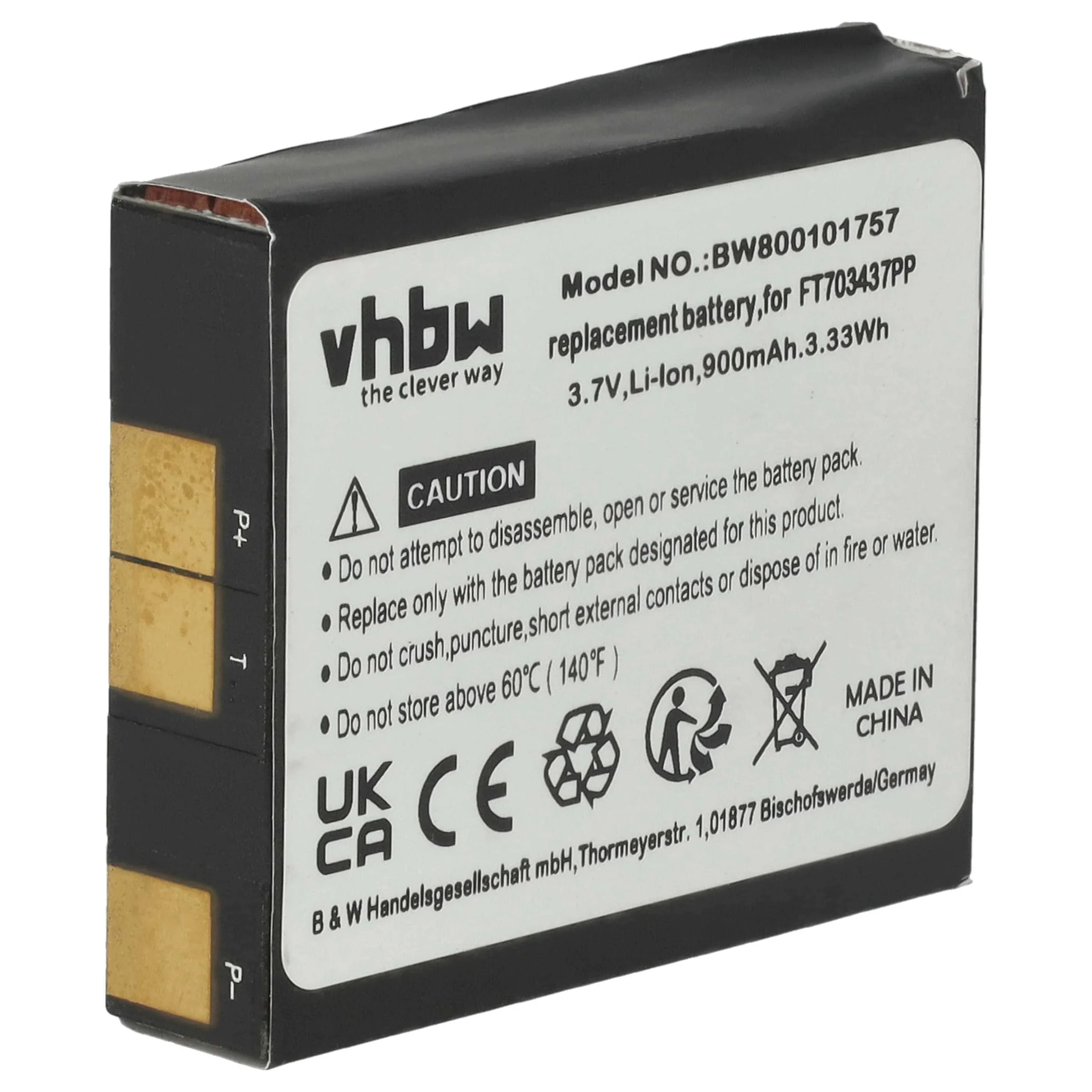 Batterie remplace Razer RZ03-00120100-0000, FT703437PP souris sans-fil - 900mAh 3,7V Li-ion
