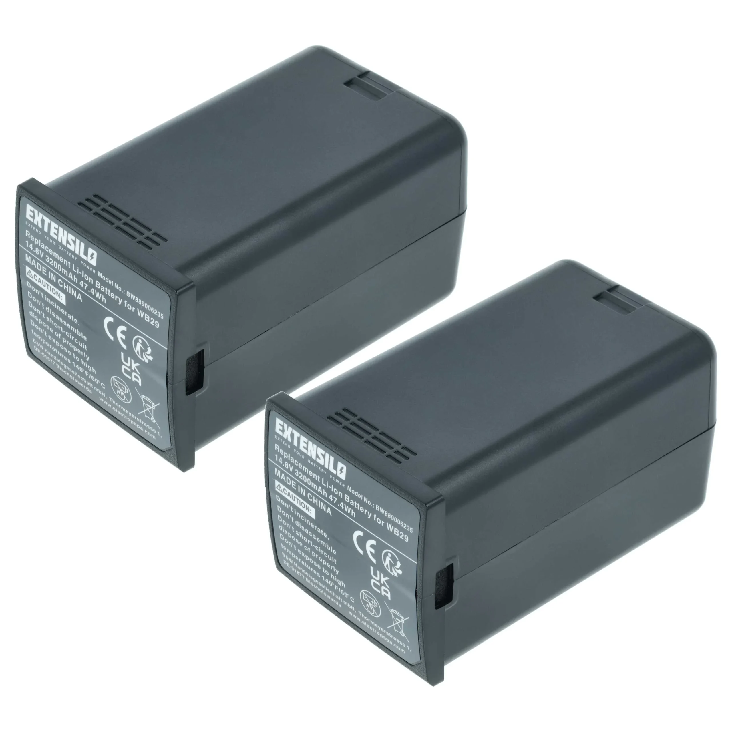 2 Batteries remplace Godox DFB/GDWB29, WB29 pour flash photo Godox - 3200mAh 14,8V Li-ion