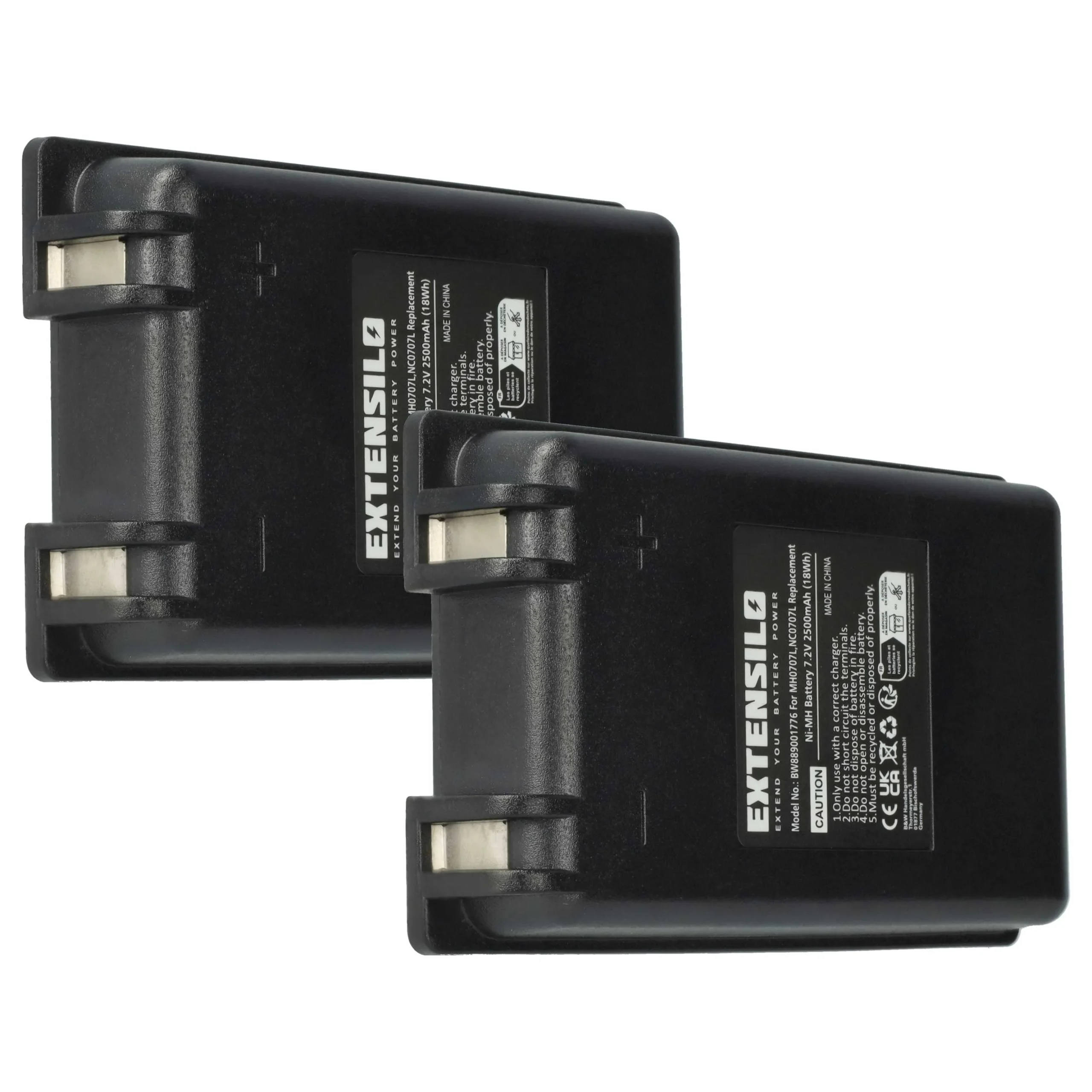 Batterie (2 pièces) remplace Autec MH0707L, NC0707L - 2500mAh 7,2V NiMH