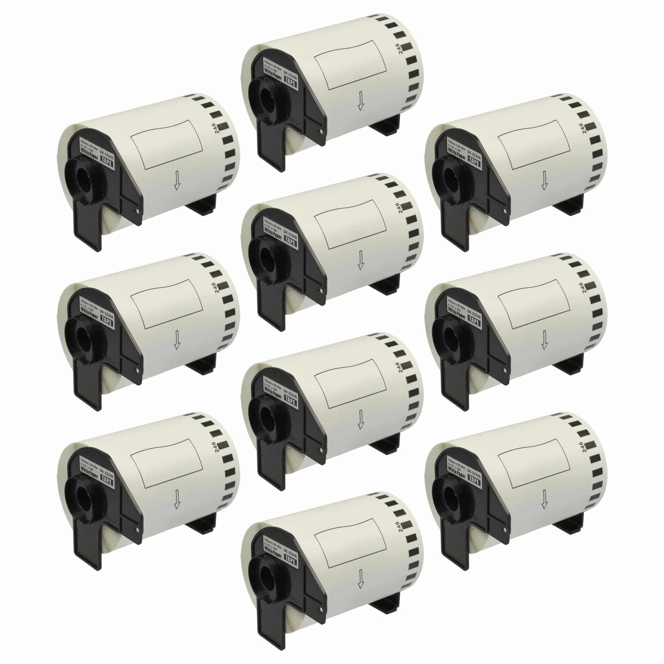 10x Étiquette remplacent Brother DK-22246 pour imprimante étiqueteuse - autocollantes 103mm x 30,48m + support