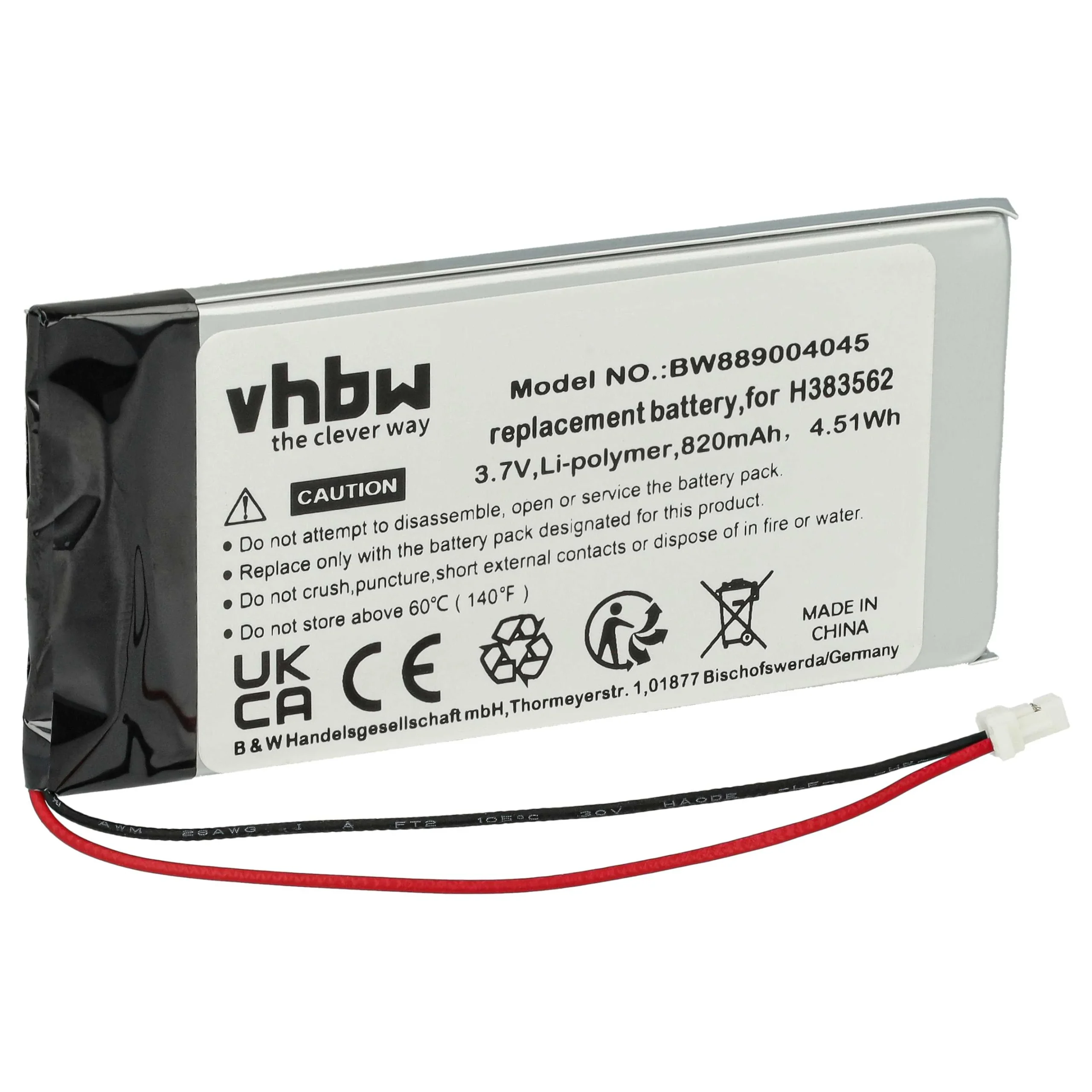 Batterie remplace Sennheiser 534403, H383562 casque audio Sennheiser - 820mAh 3,7V Li-polymère