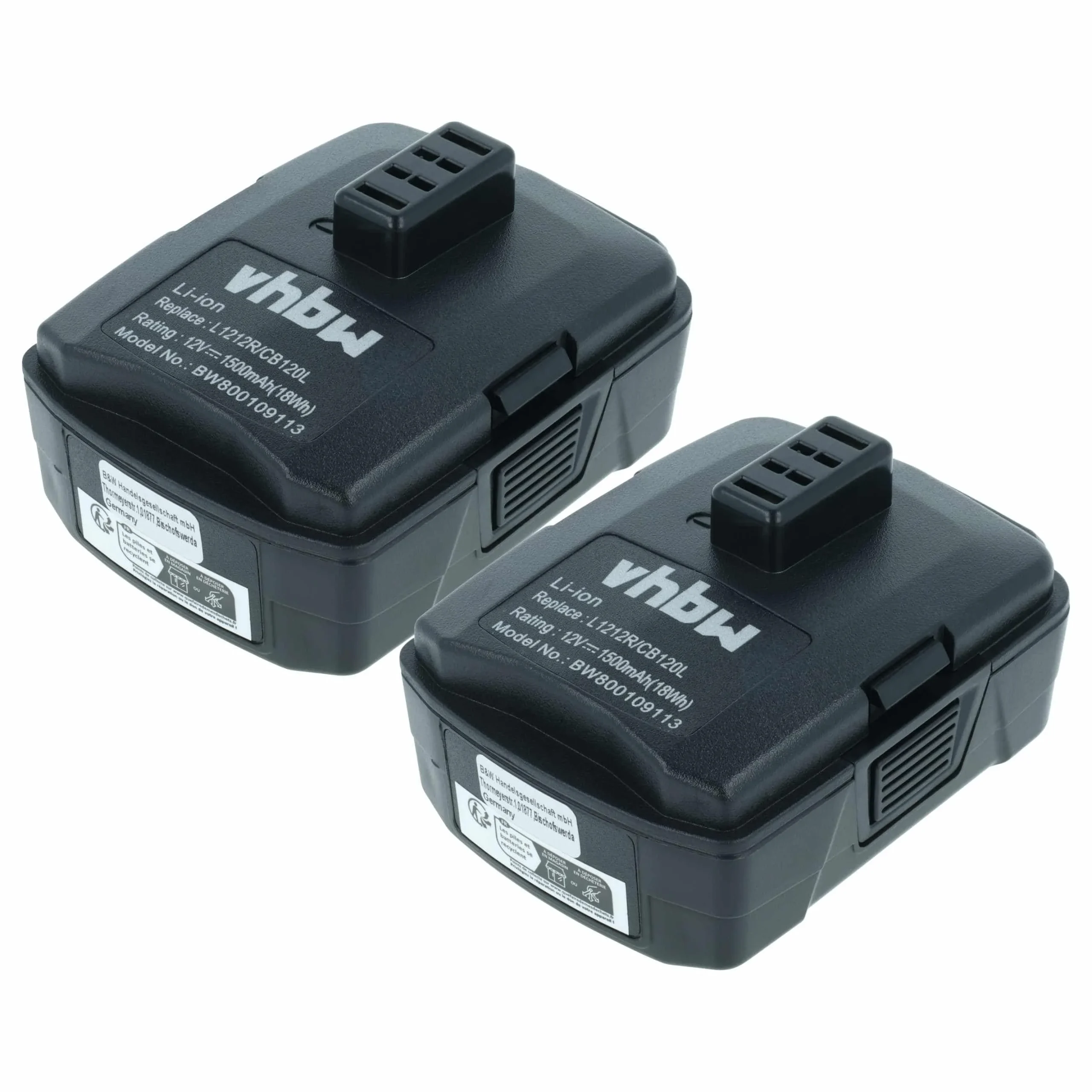 Batterie (2 pcs.) remplace Ryobi 130503001, 130503005, BPL-1220 outil électrique Ryobi - 1,5Ah 12V Li-ion