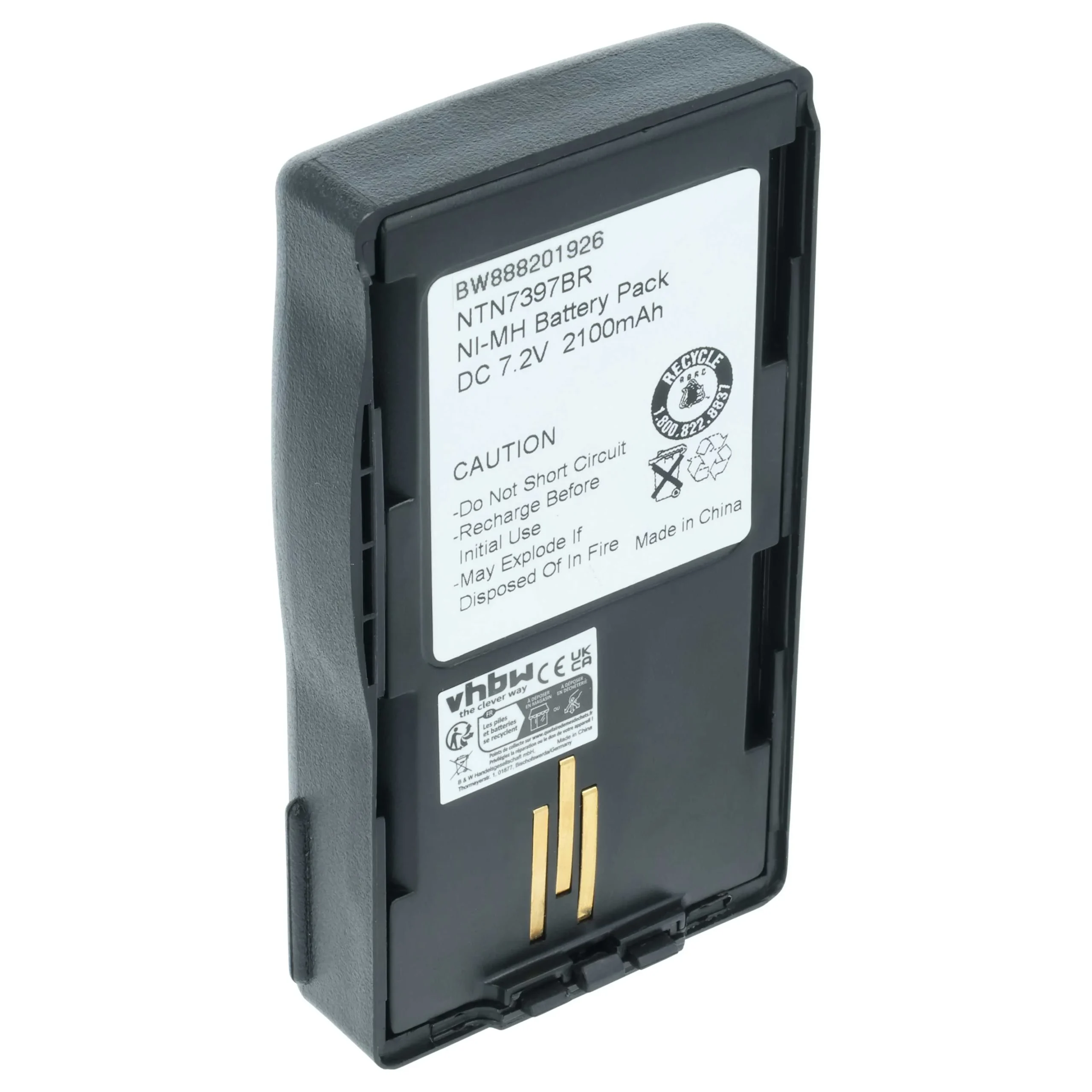 Batterie remplace Motorola NTN7394, NTN7394AR, NTN7394A pour radio talkie-walkie Motorola- 2100mAh 7,2V NiMH